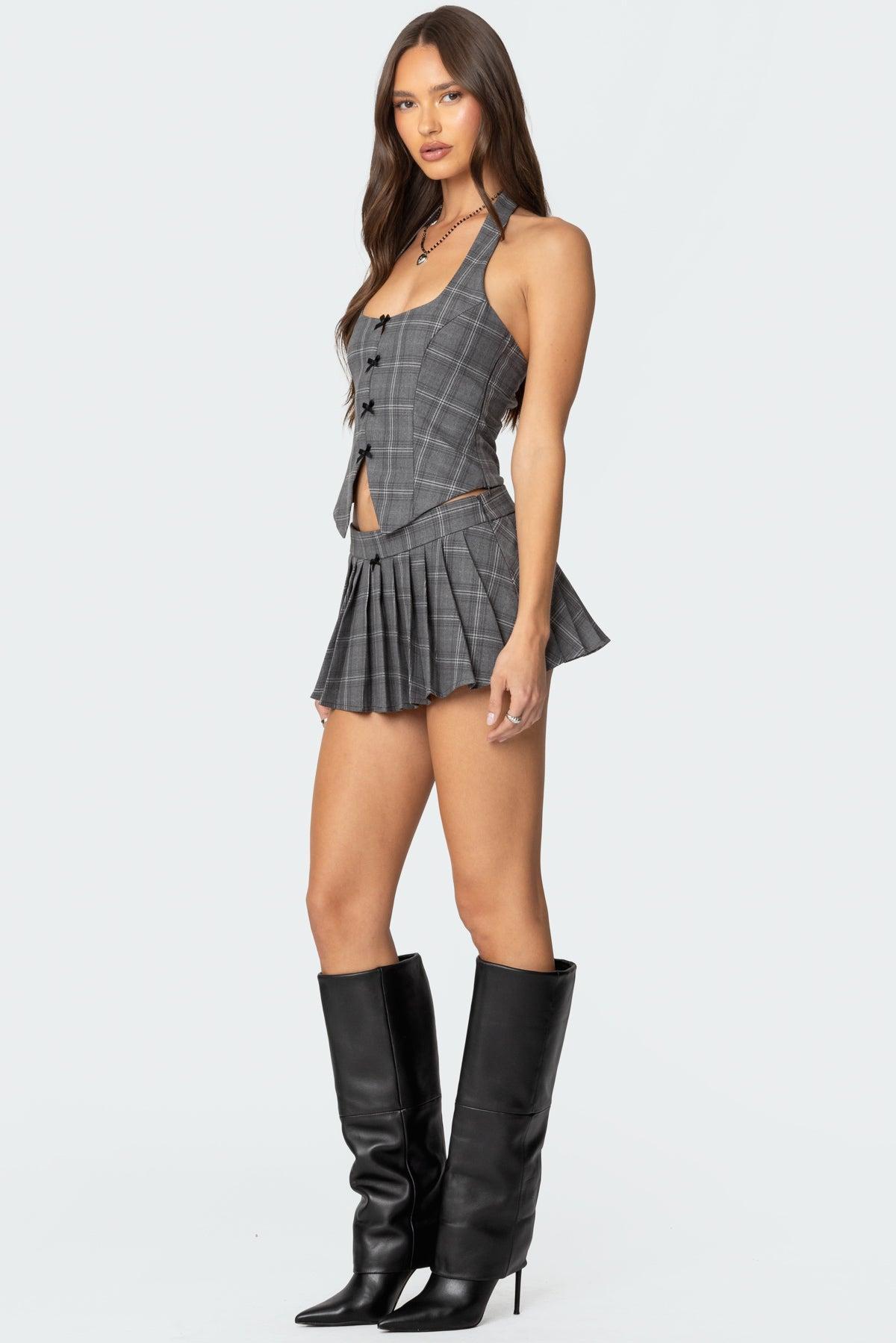 Palmer Plaid Pleated Mini Skort Product Image