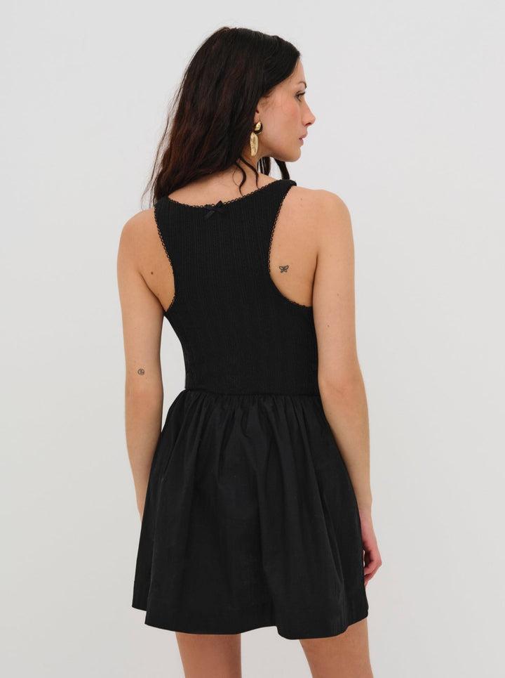 Billie Pointelle Mini Dress — Black Product Image