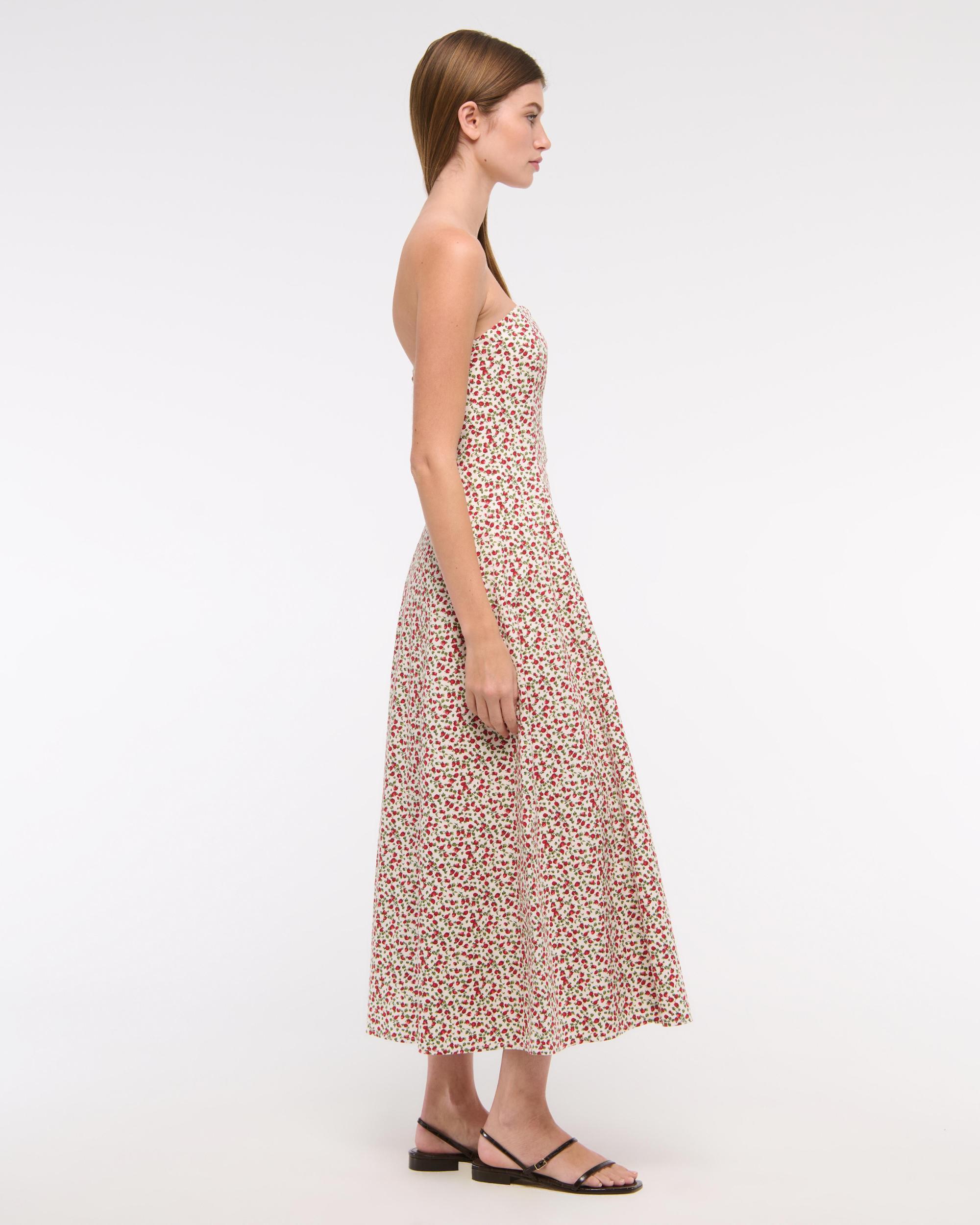 The A&F Mila Strapless Midi Dress Product Image