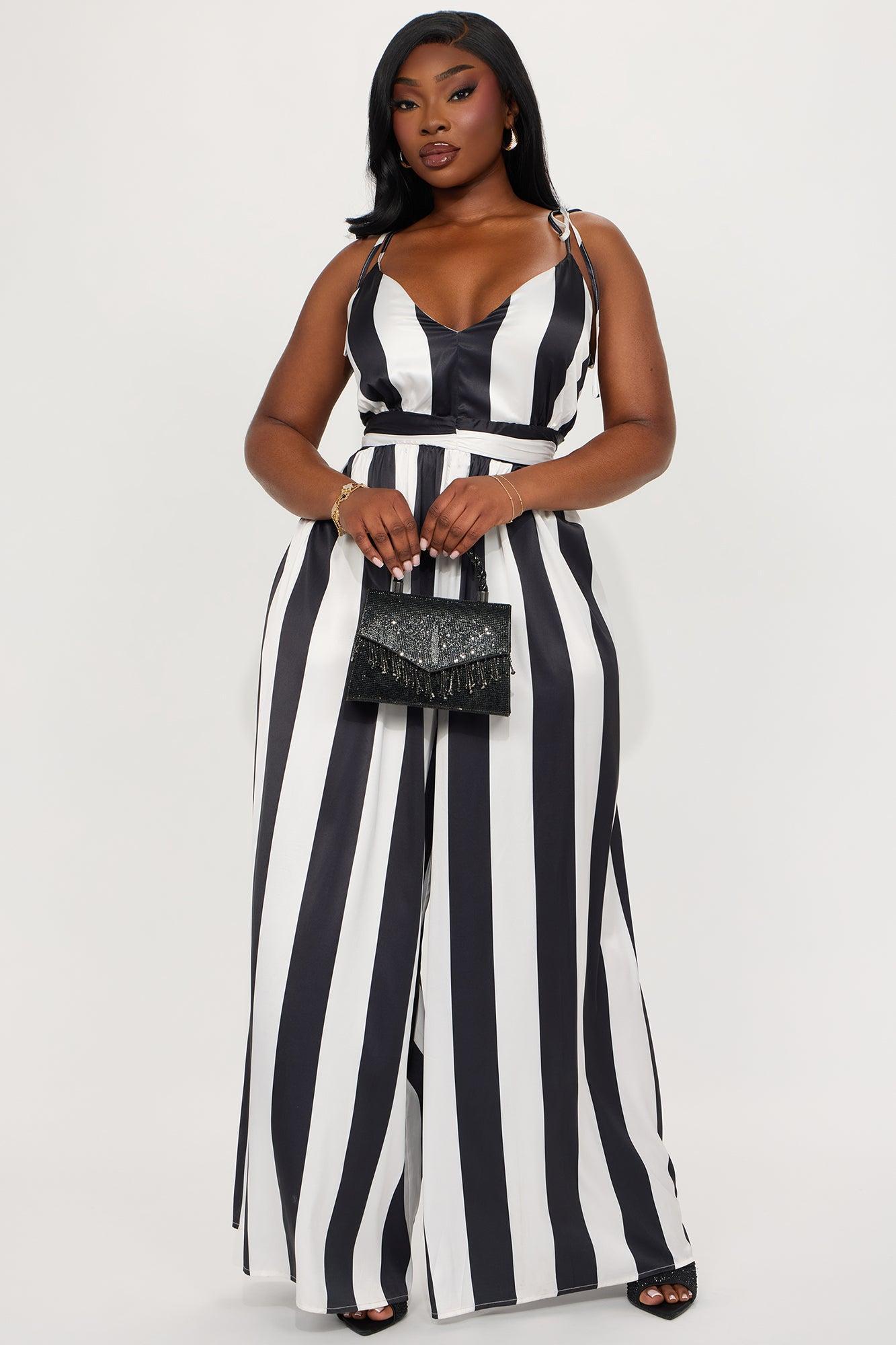 All An Illusion Satin Jumpsuit - Black/White Product Image