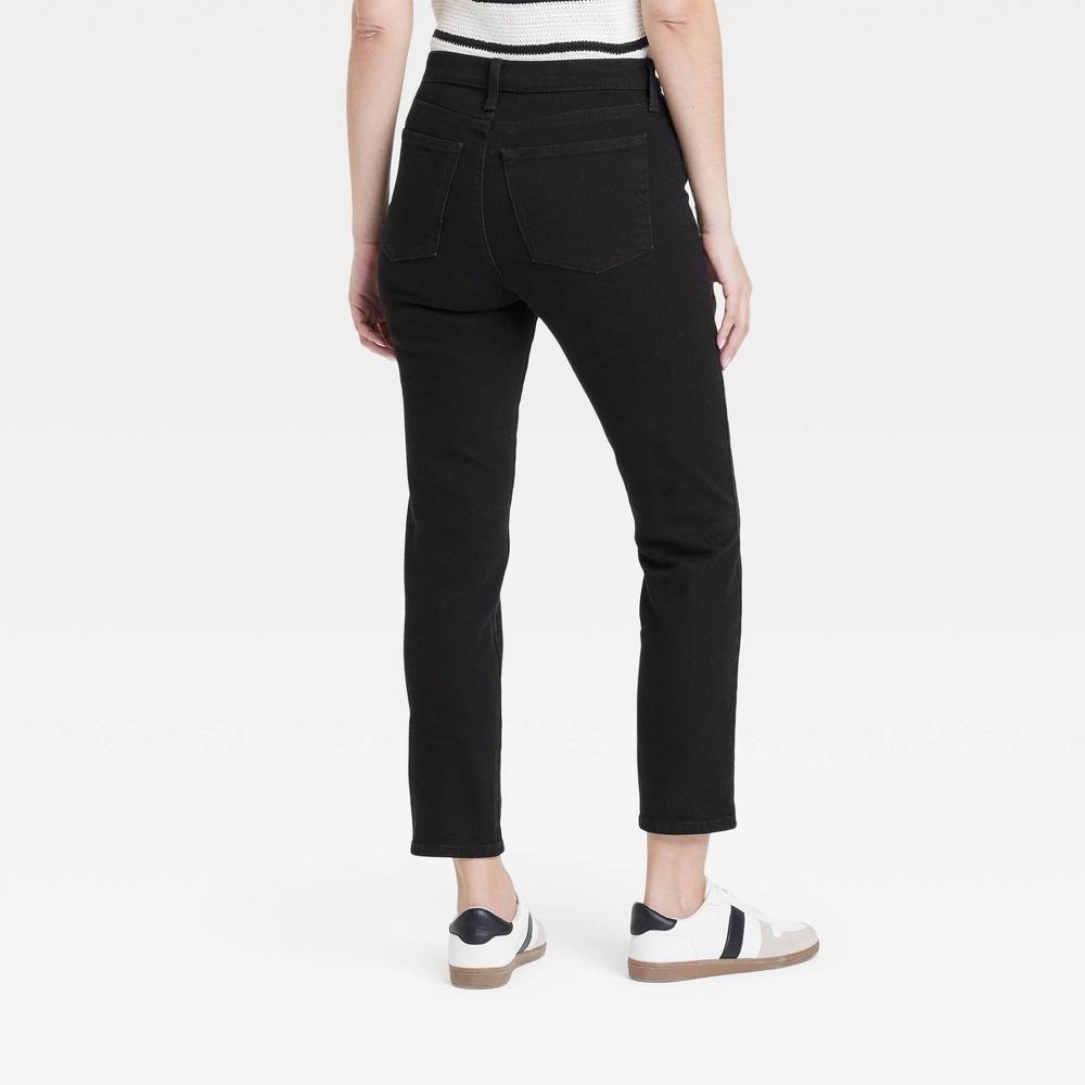 Women's Mid-Rise 80's Slim Fit Jeans - Universal Thread™ Black 12 Long: Ankle Length Low Stretch Product Image