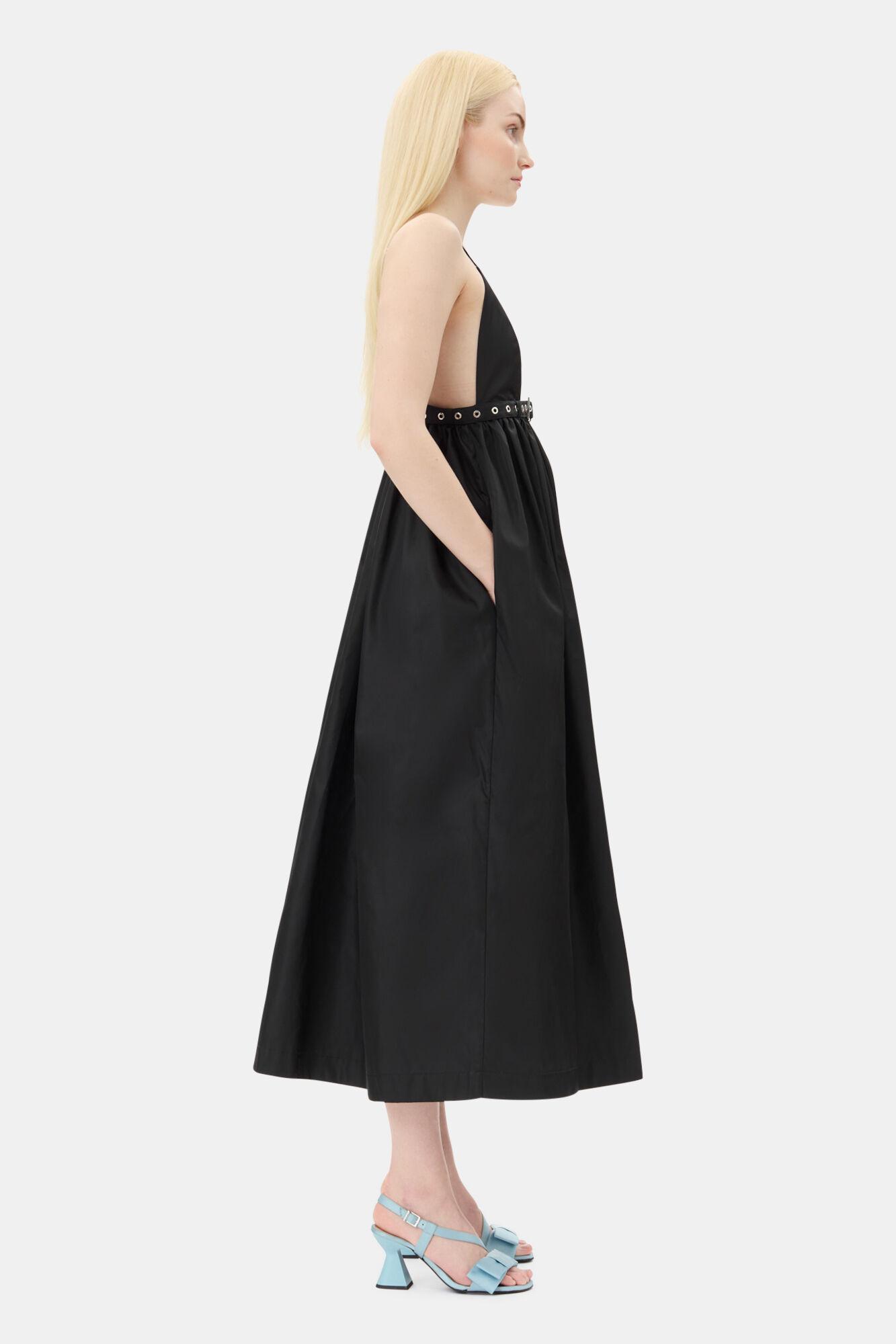 Black Duchesse Nylon Strap Dress Product Image