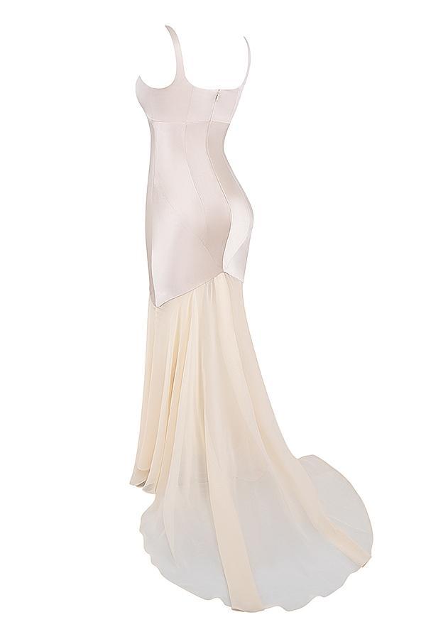 Vittoria Champagne Chiffon Floor Length Gown Product Image