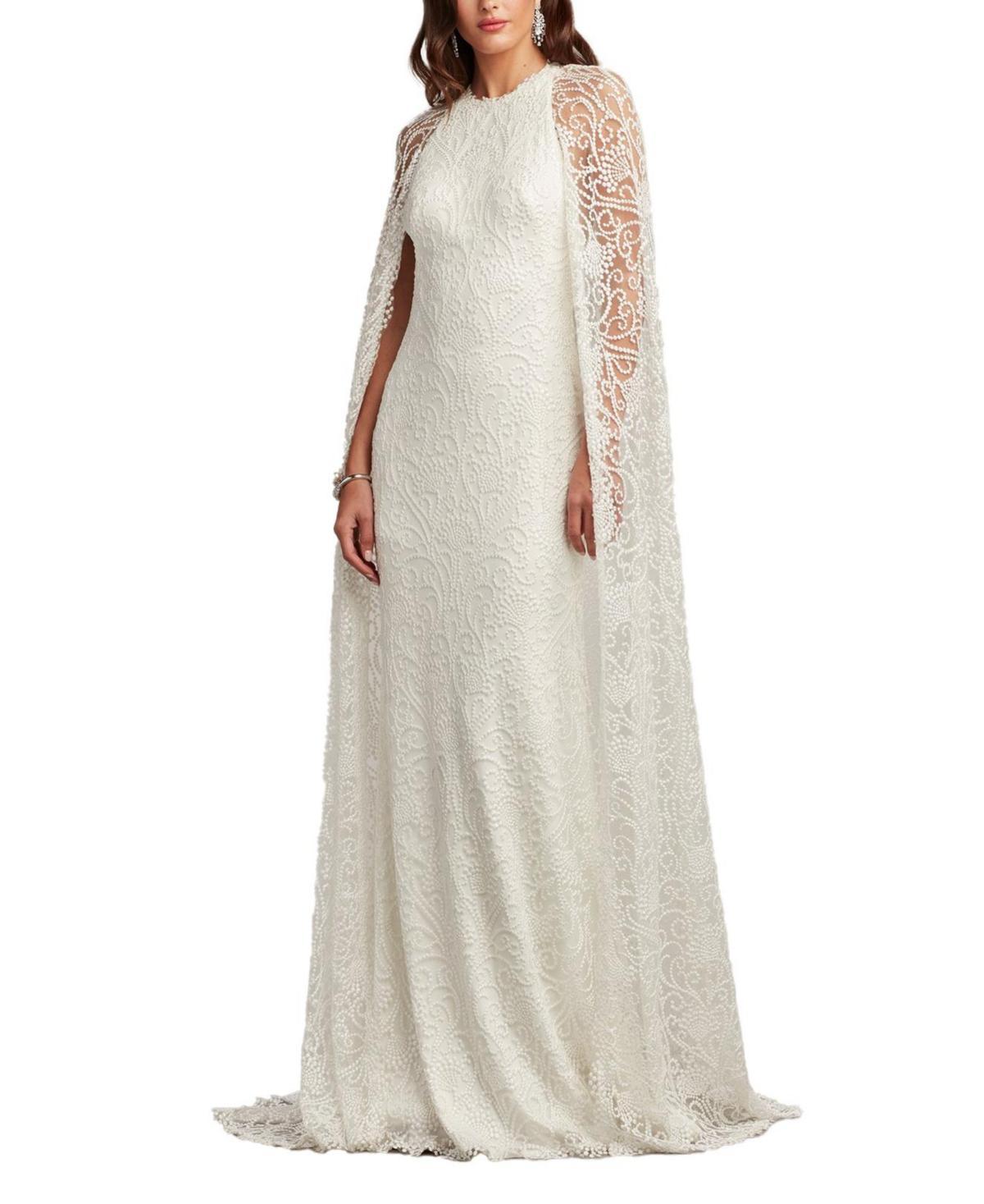 Tadashi Shoji Womens Piers Embroidered Cape Gown Product Image