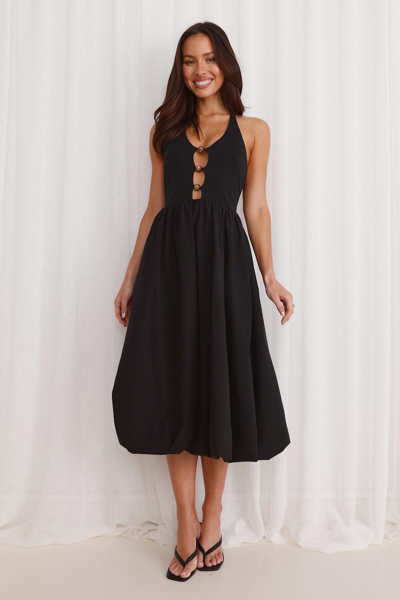 Beachside Haven Halter Midi Dress Black Product Image
