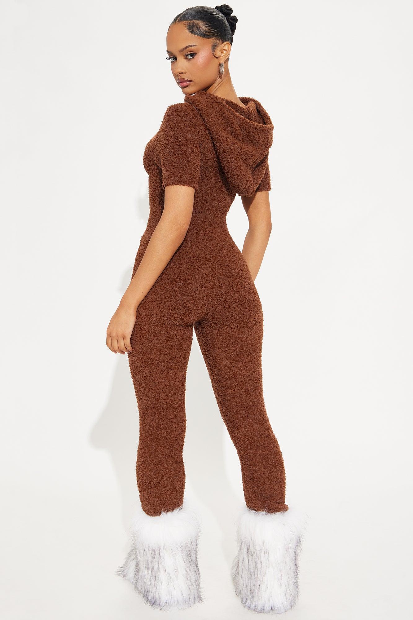 Cozy Era Short Sleeve Jumpsuit - Chocolate Product Image