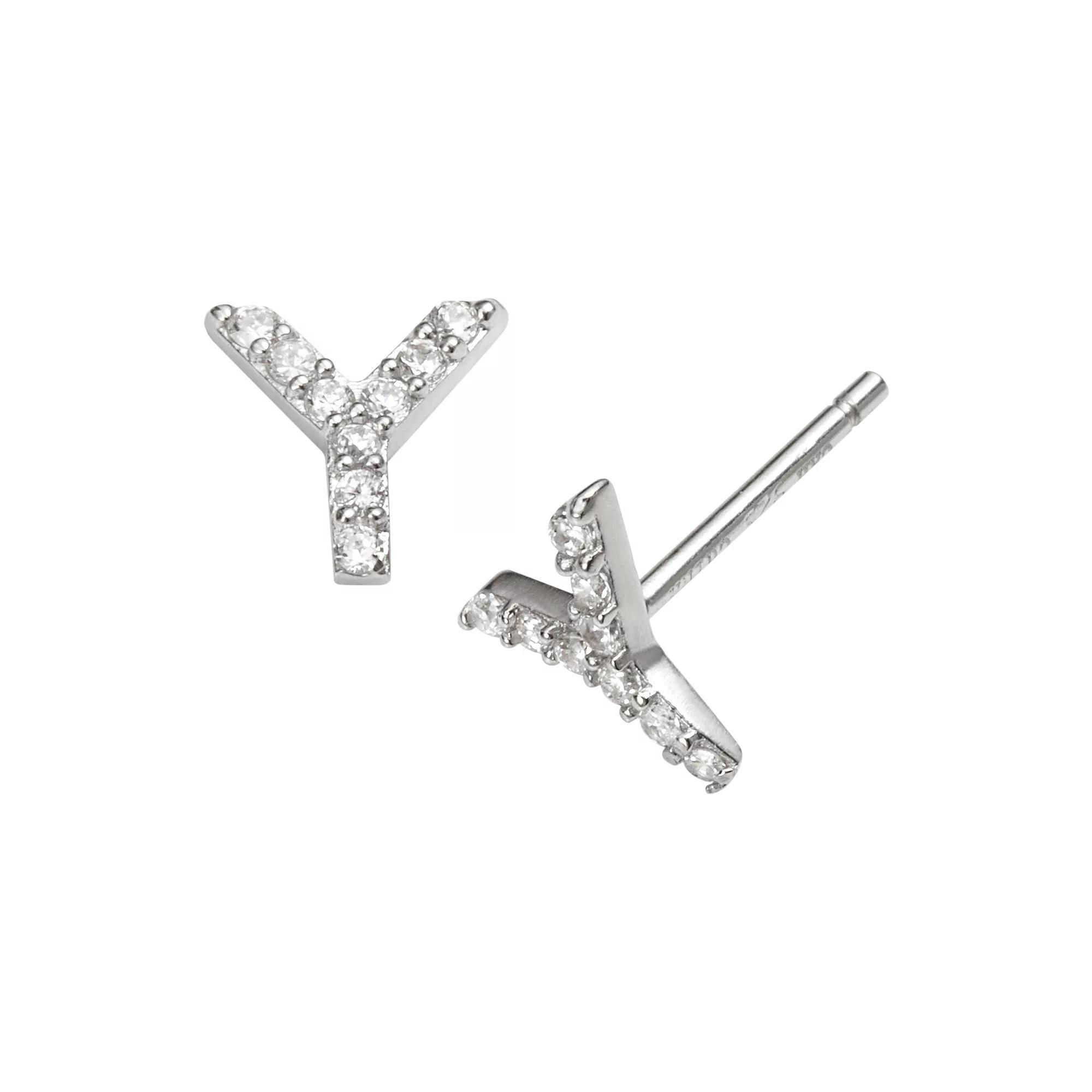 Sophie Miller Sterling Silver Cubic Zirconia Initial Stud Earrings, Womens Product Image