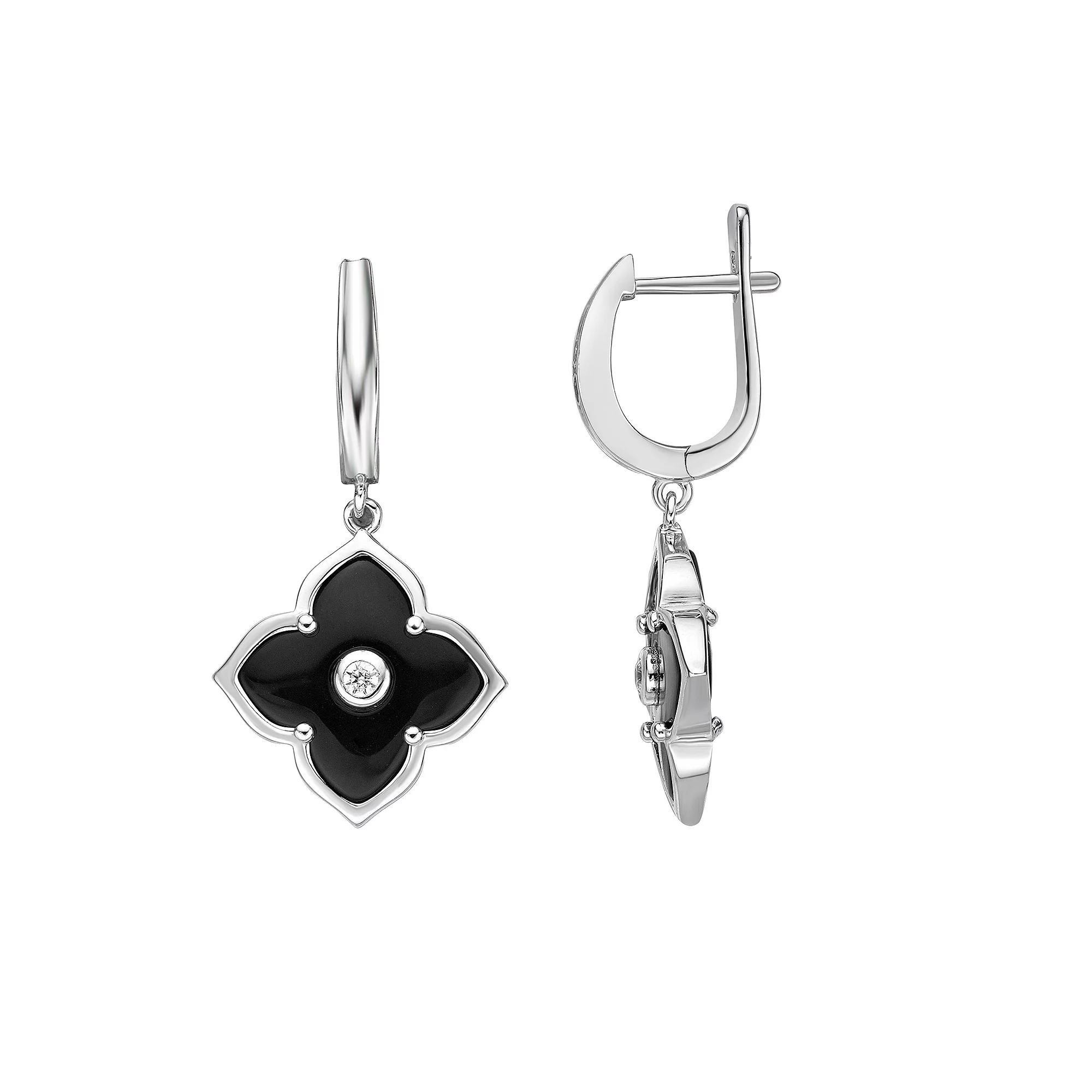 Gemminded Sterling Silver Black Onyx & Cubic Zirconia Drop Earrings, Women's Product Image