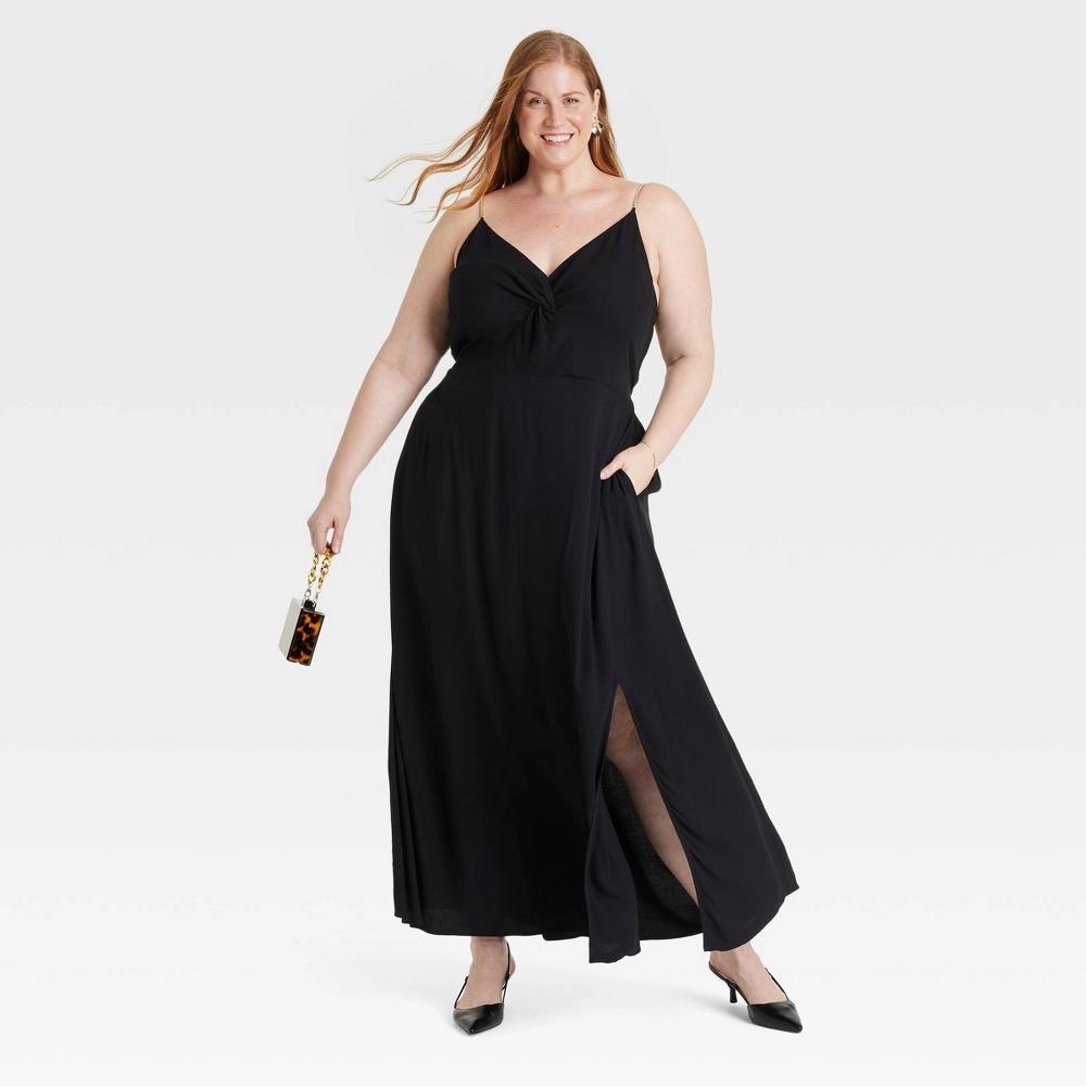 Womens Slit Maxi Dress - Ava & Viv Black XXL Product Image