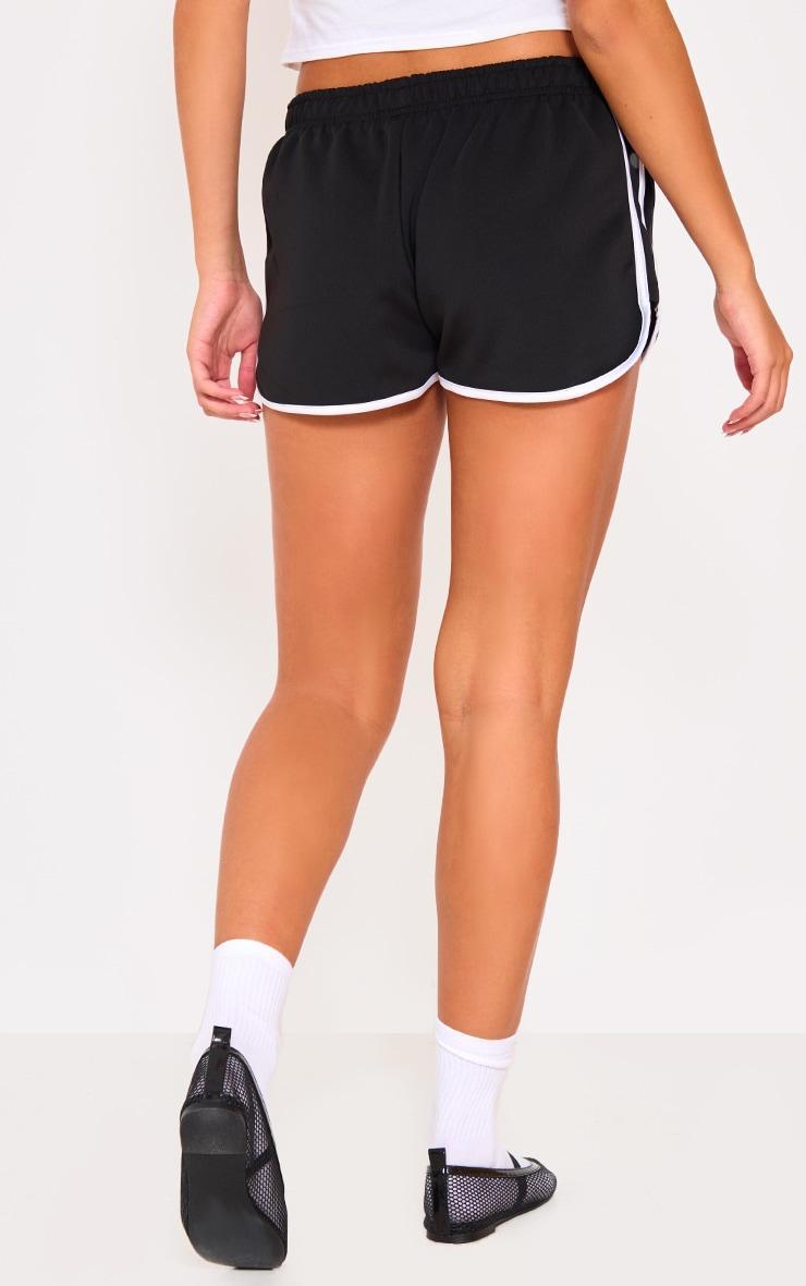 Black Side Stripe Detail Tricot Dolphin Shorts Product Image