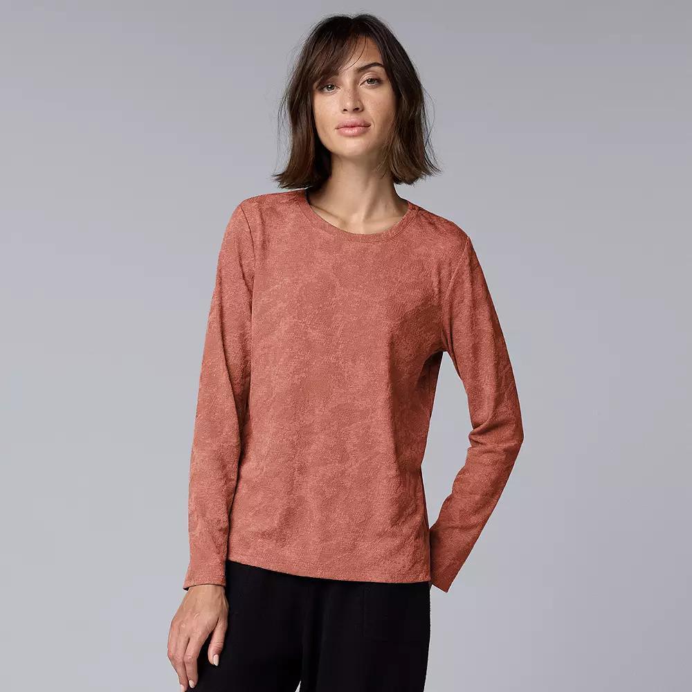 Women's Simply Vera Vera Wang Long Sleeve Crew Neck Tee, Size: XXL, Quiet Storm Grey Product Image