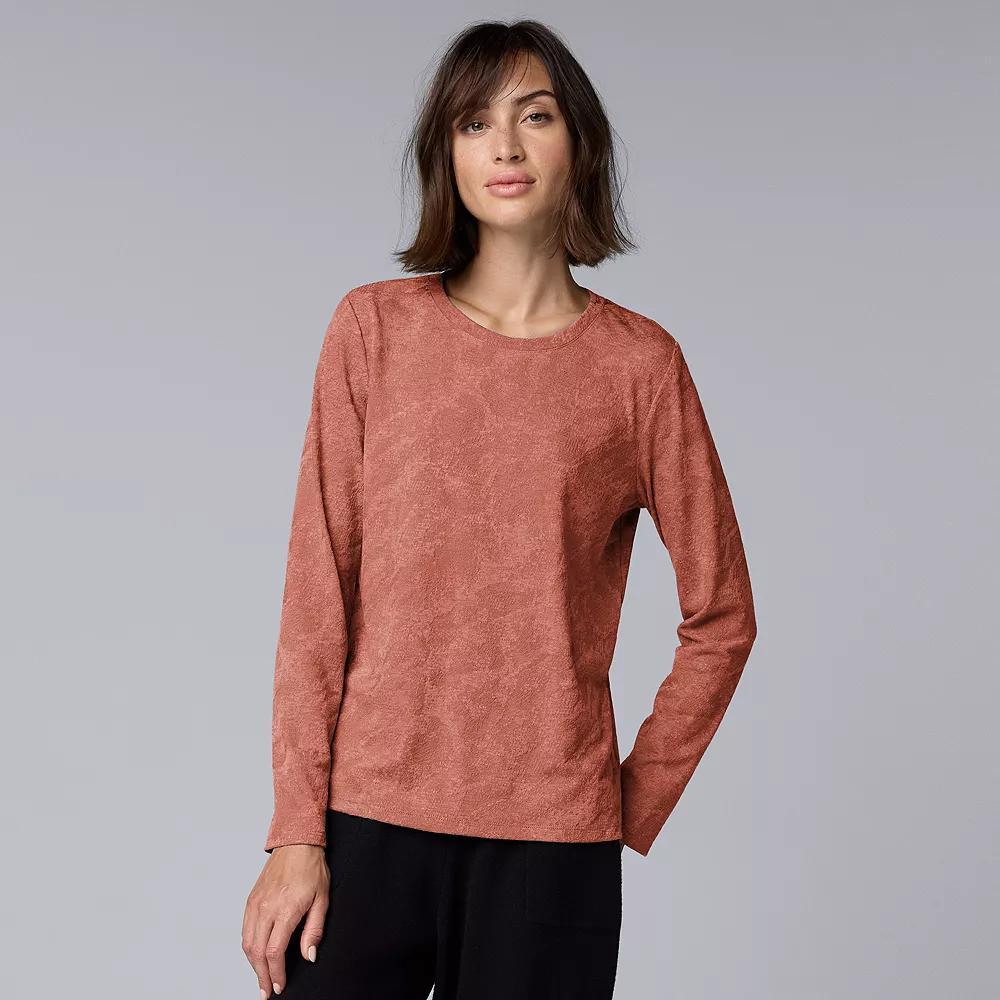 Women's Simply Vera Vera Wang Long Sleeve Crew Neck Tee, Size: XXL, Quiet Storm Grey Product Image