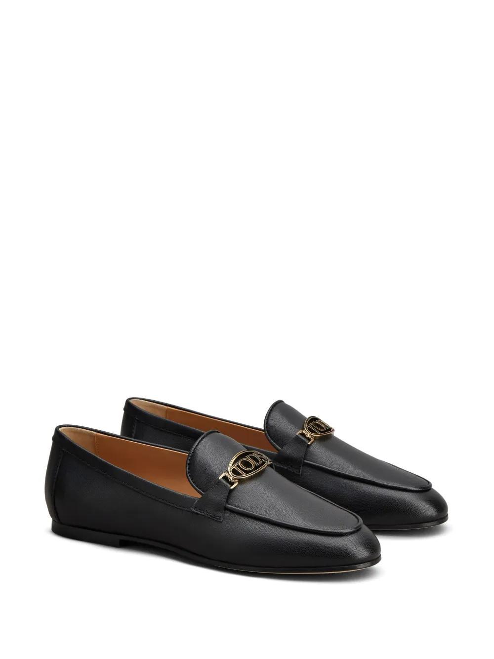 logo-plaque leather loafers  Product Image