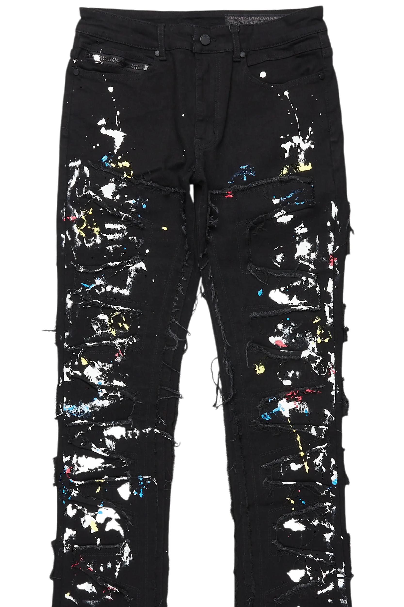 Shaddie Black Painter Stacked Flare Jean Male Product Image