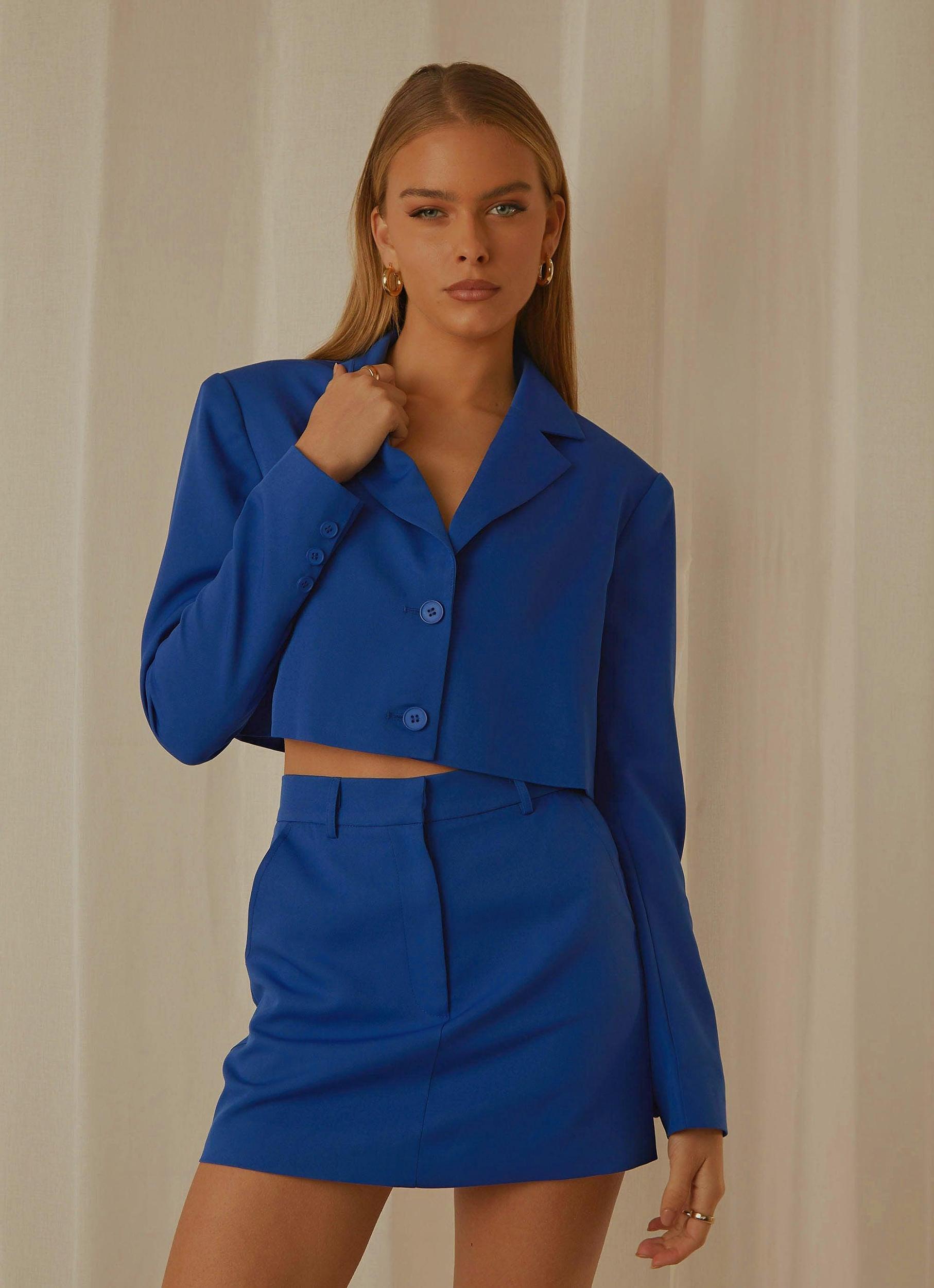 Mariah Cropped Blazer - Cobalt Product Image