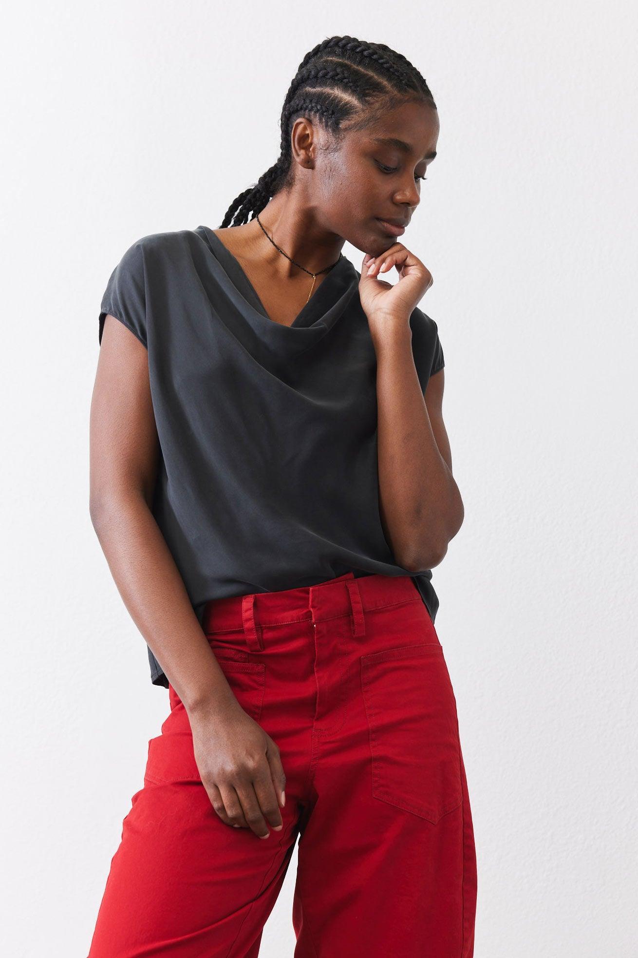 Washable Silk Cowl ﻿Neck Top Product Image