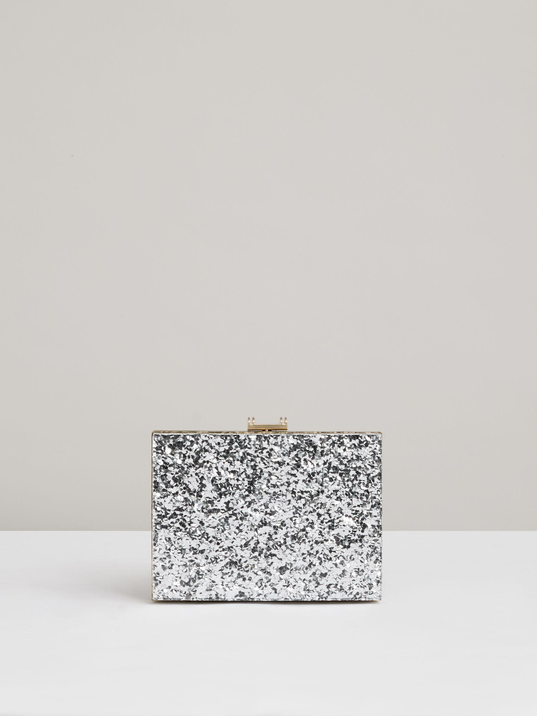 Glitter Box Clutch Bag in Silver Product Image