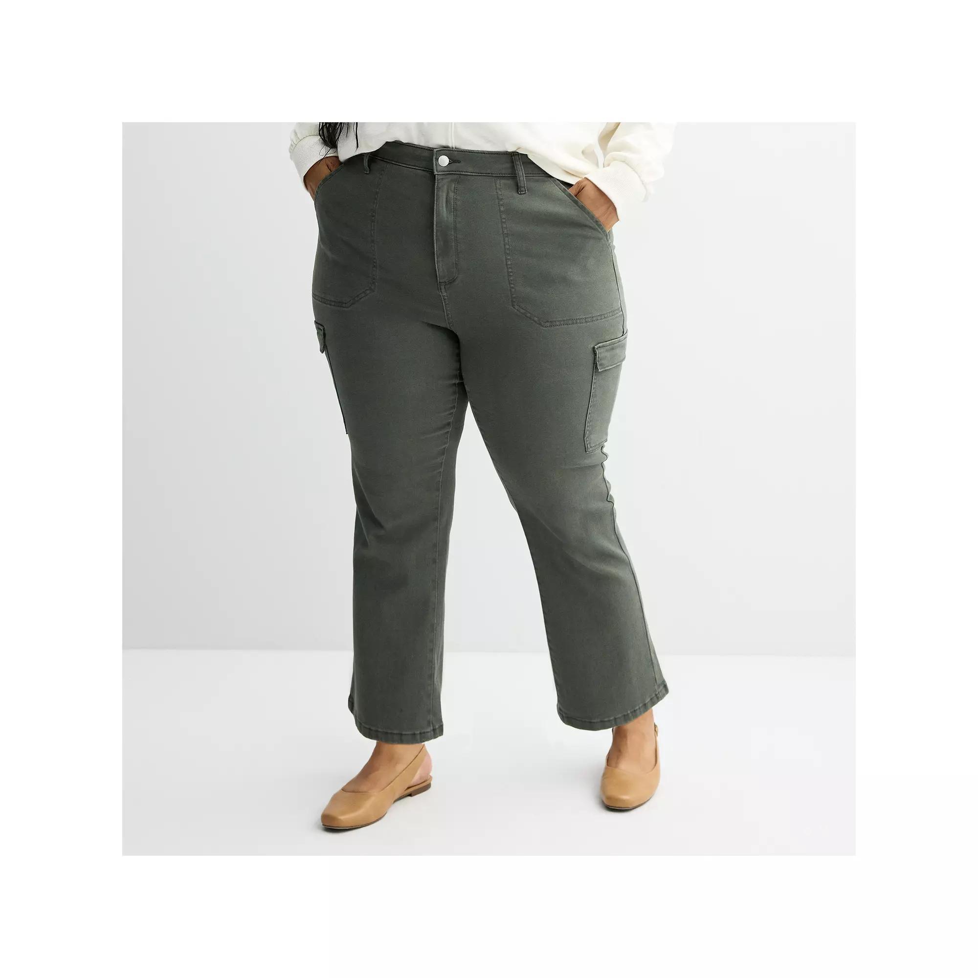 Plus Size Sonoma Goods For Life Ankle Cargo Flare Pants, Womens Product Image