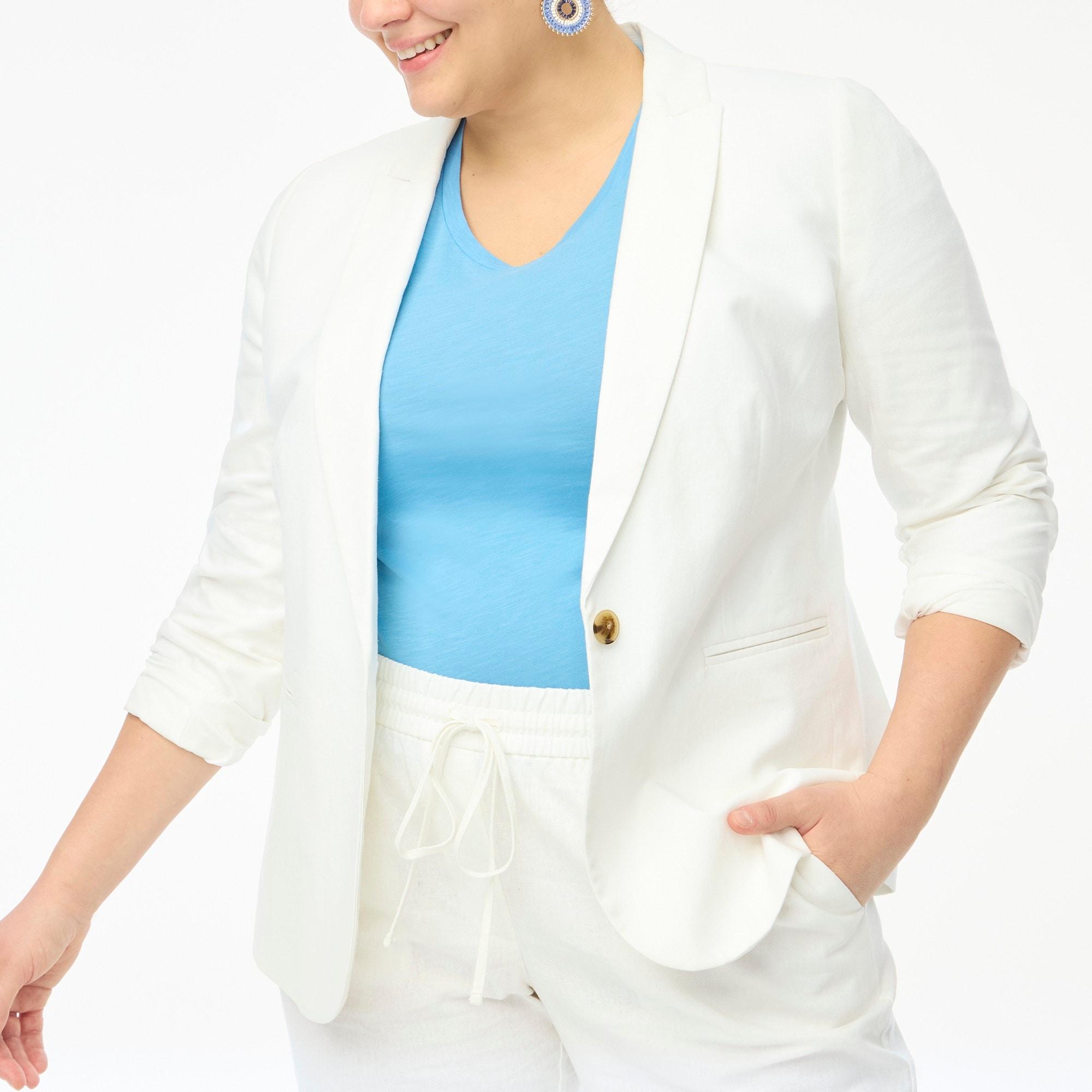 Linen-blend one-button blazer Product Image
