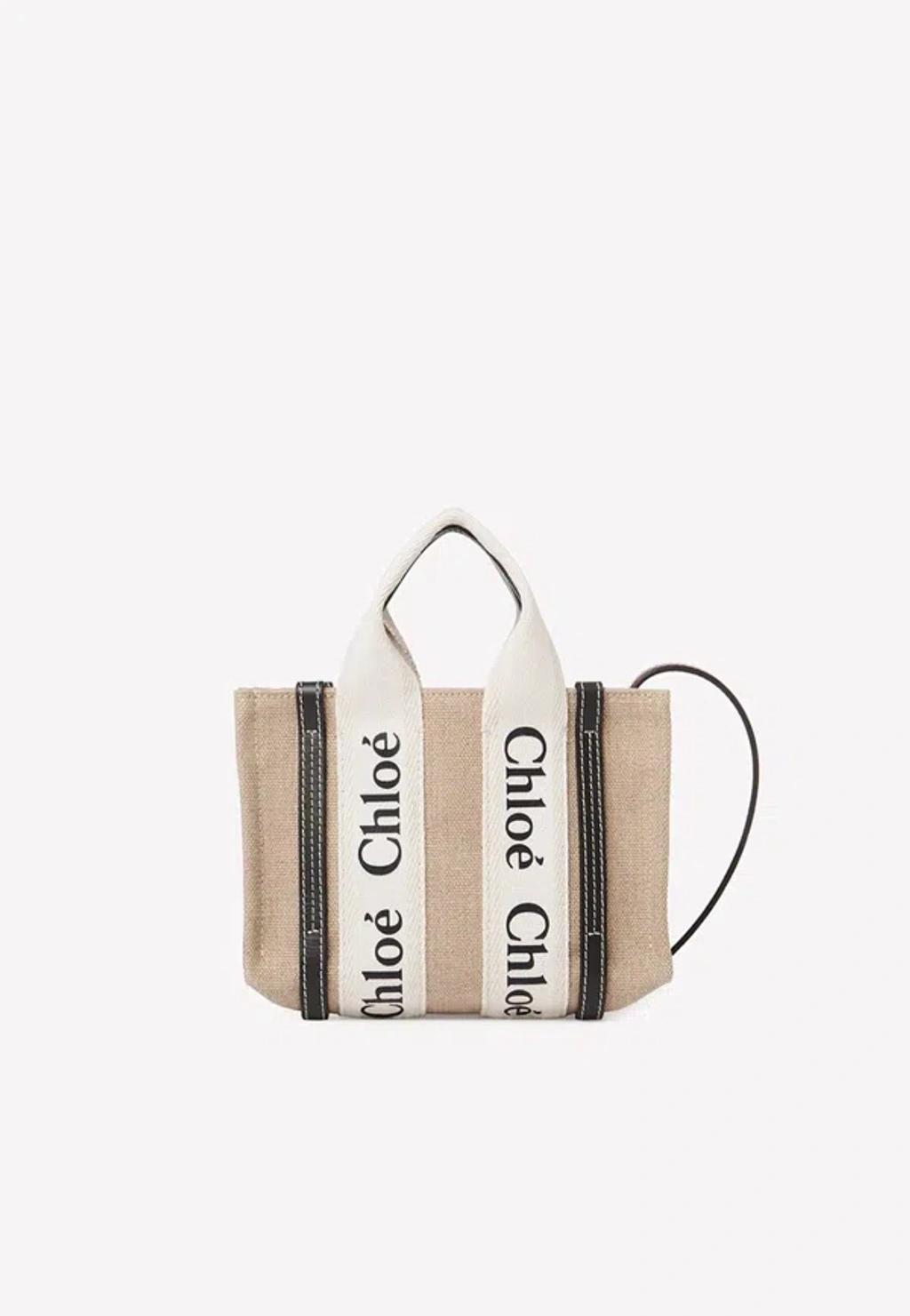 CHLOÉ Mini Woody Tote Bag In Beige Product Image