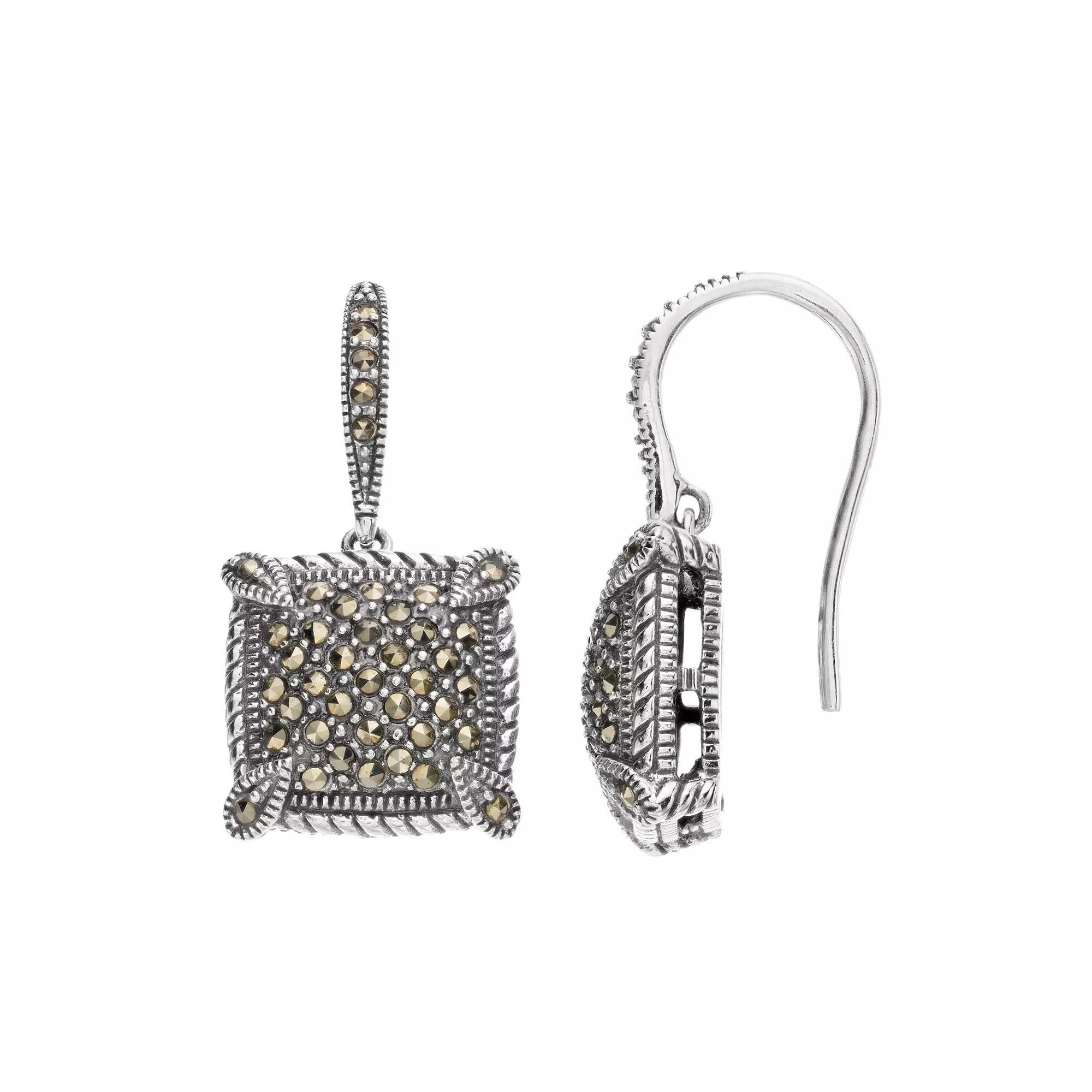 Lavish by TJM Sterling Silver Marcasite Dangle Earrings, Womens Product Image