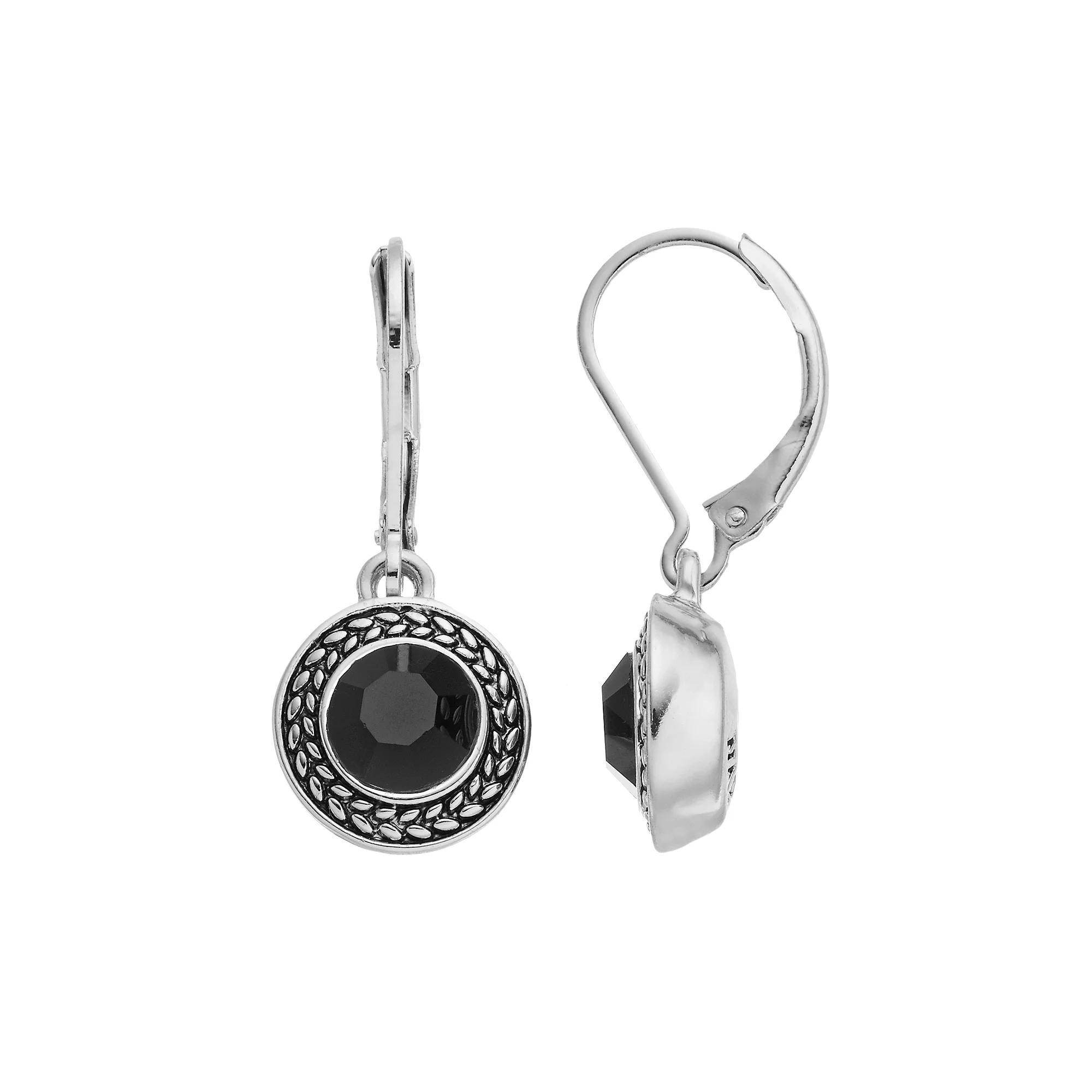 Napier Drop Earrings, Womens, Silver Tone Black Product Image