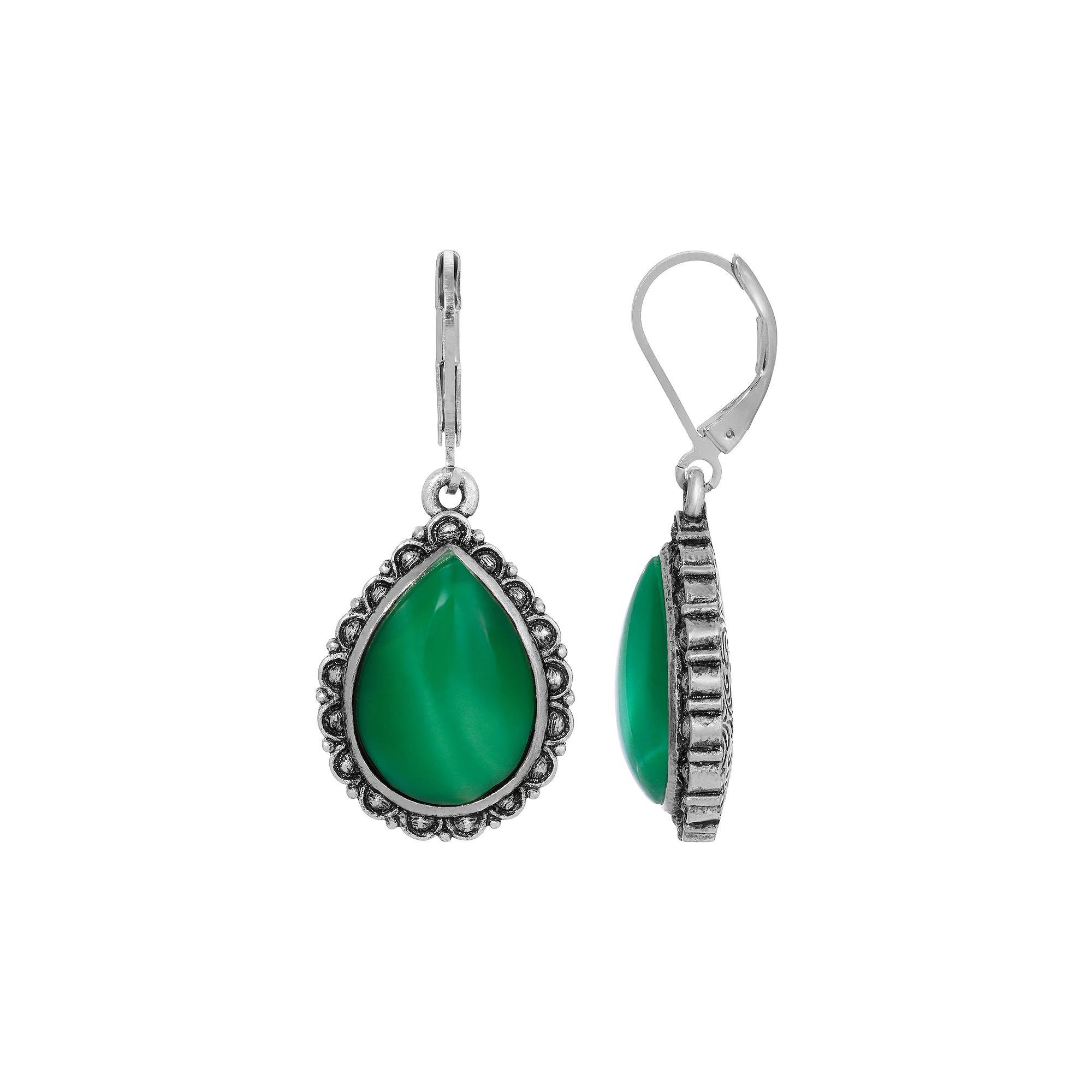 1928 Silver Tone Teardrop Earrings, Womens Product Image