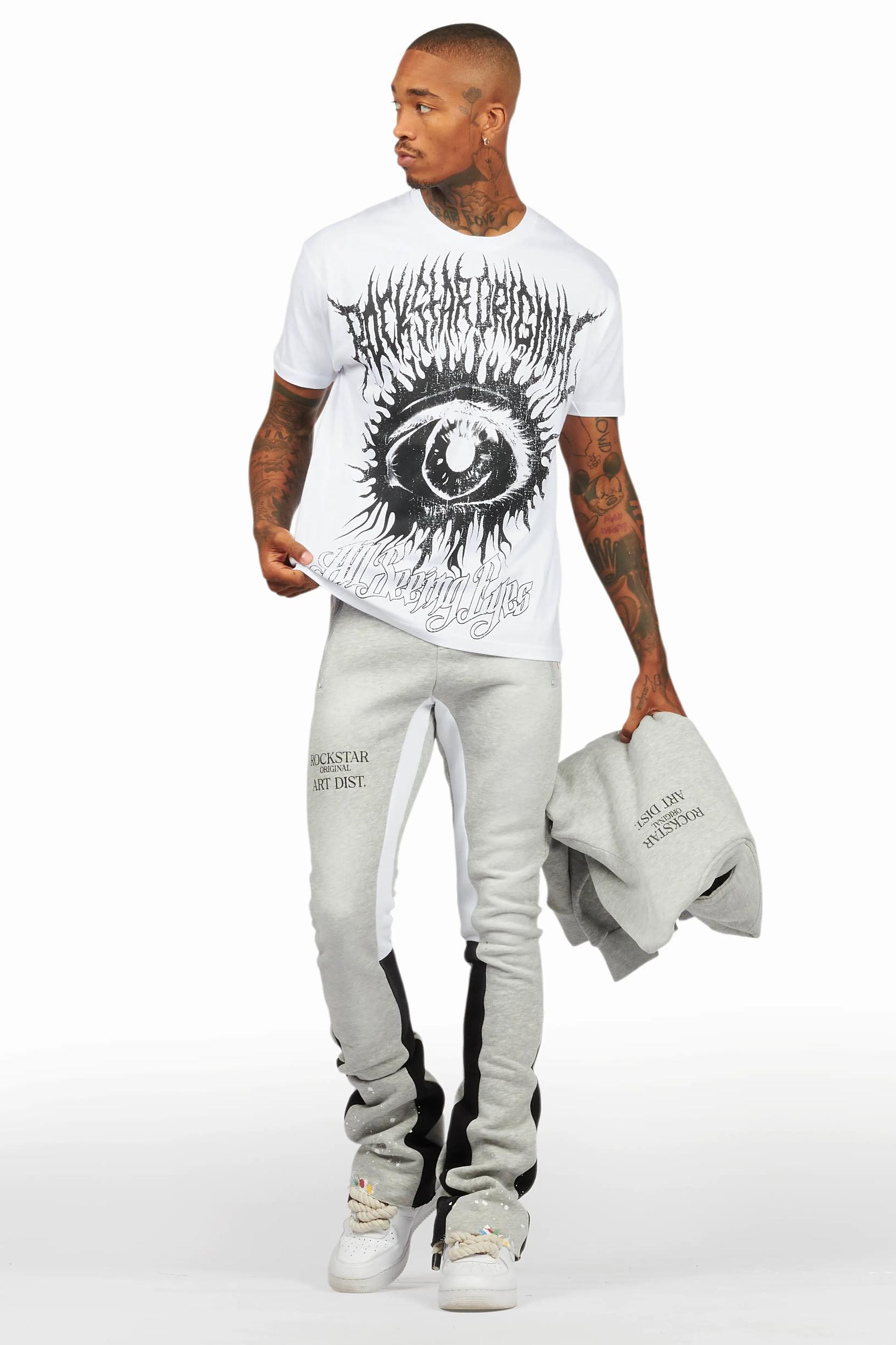 Rockstar Art Dist. Heather Grey Hoodie/Stacked Flare Set Male Product Image