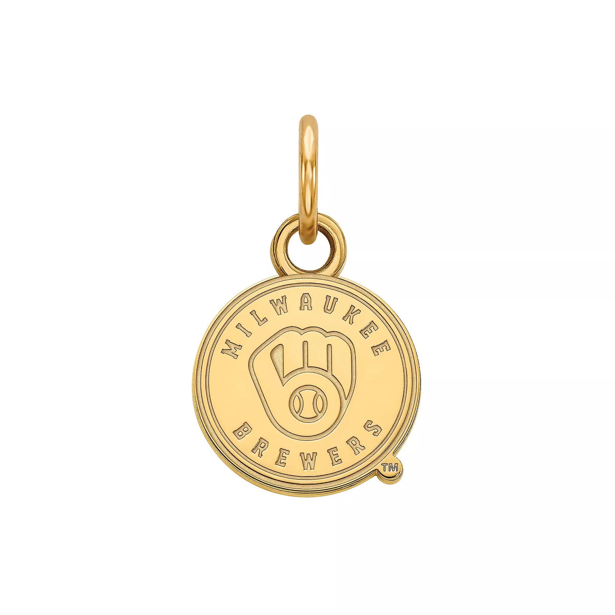 LogoArt Milwaukee Brewers Sterling Silver Mini Pendant, Women's, Size: 13MM, Gold Tone Product Image