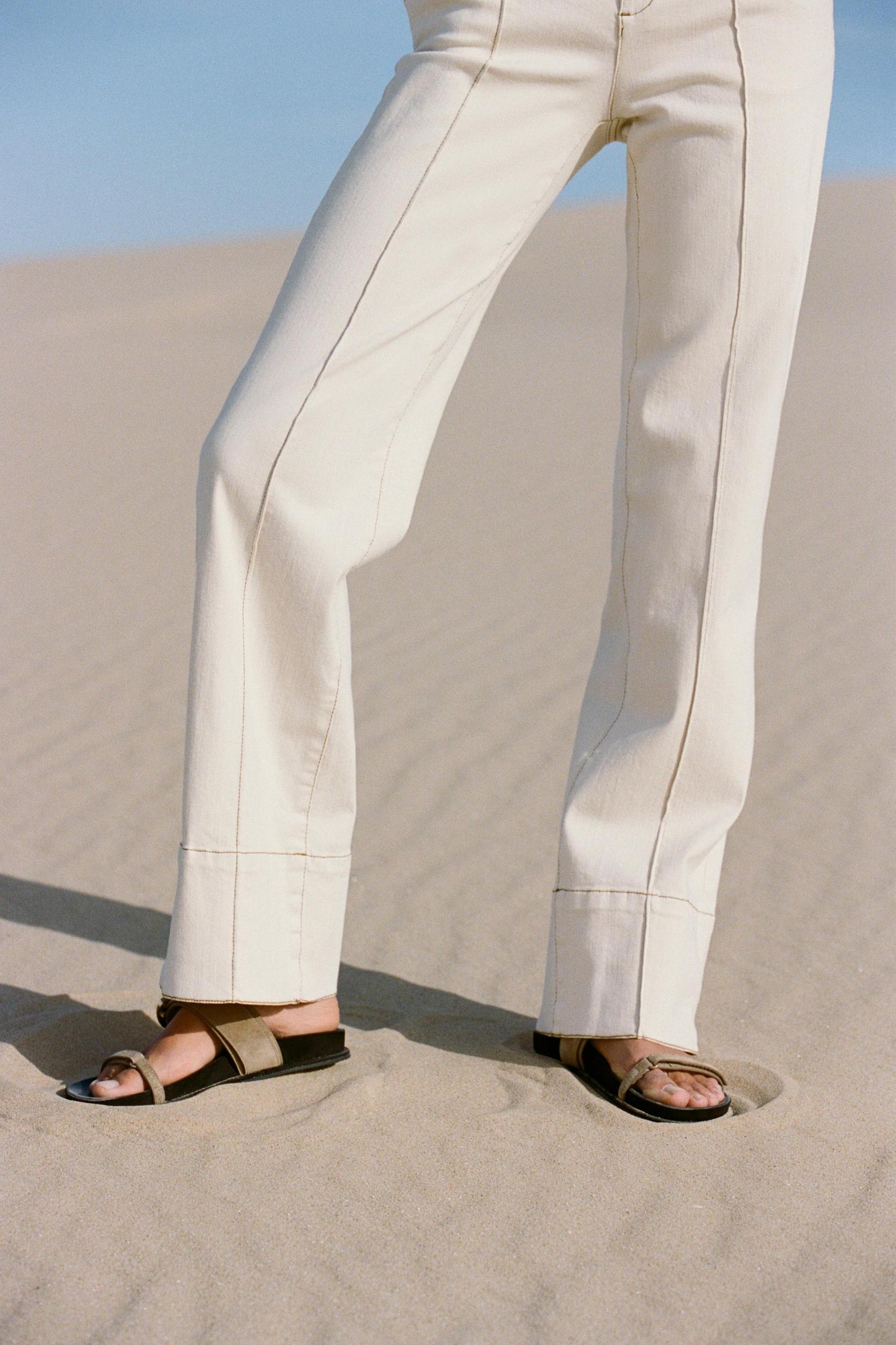 TOPSTITCHED BOOTCUT PANTS Product Image