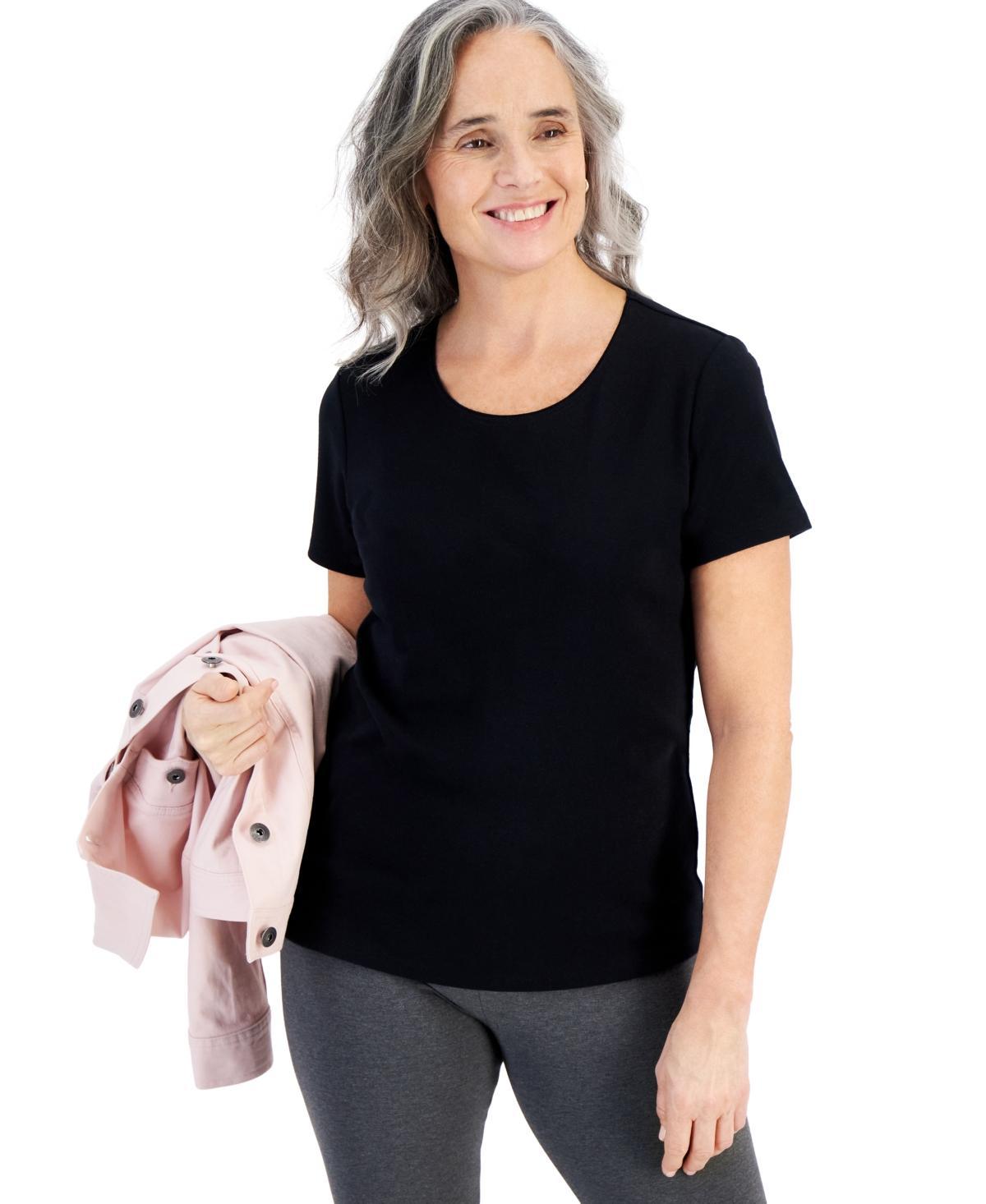 Style & Co Womens Cotton Short-Sleeve Scoop-Neck Top, Xs-4X, Created for Macys Product Image