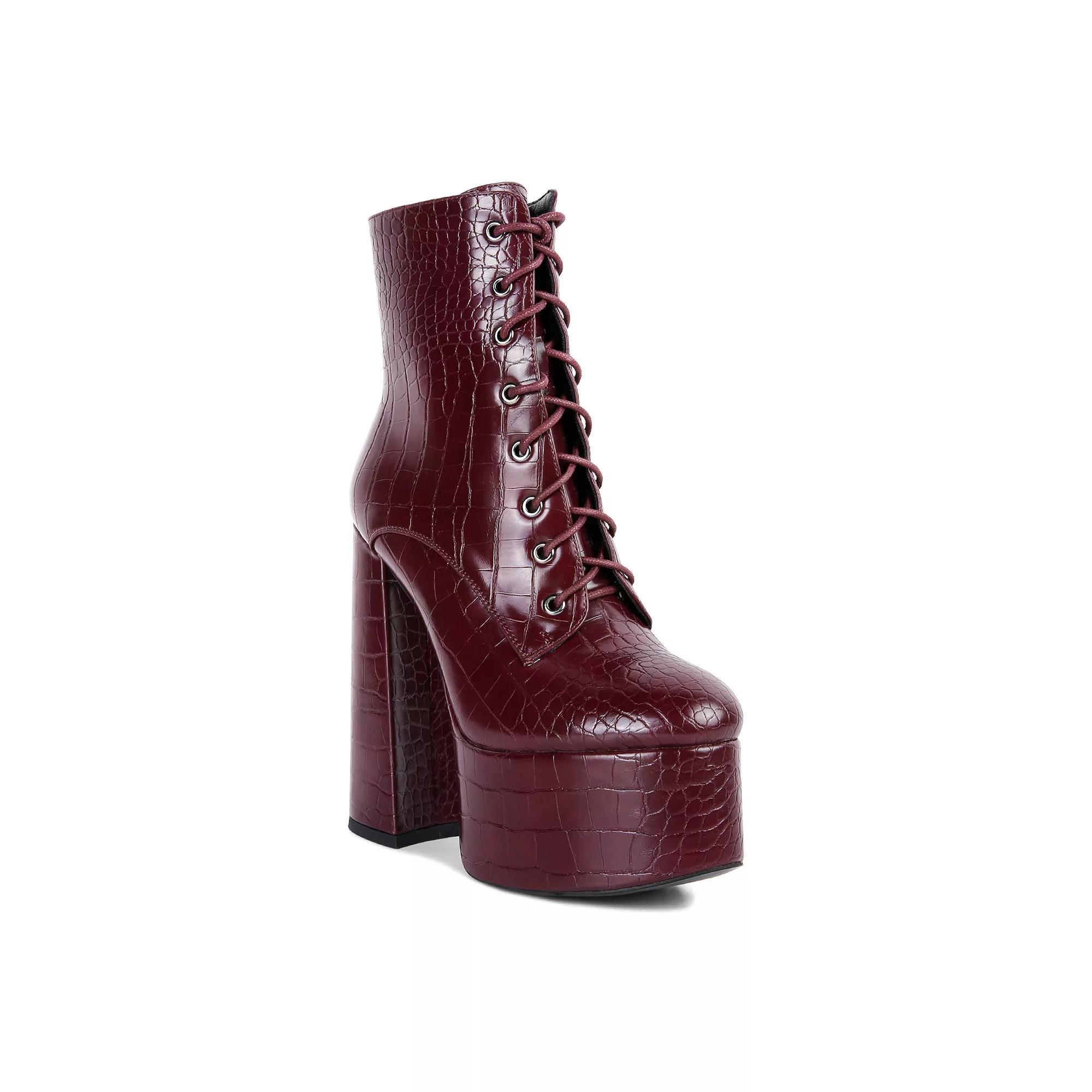 London Rag Magdalene Women's Platform Ankle Boots, Size: 10, Red Product Image