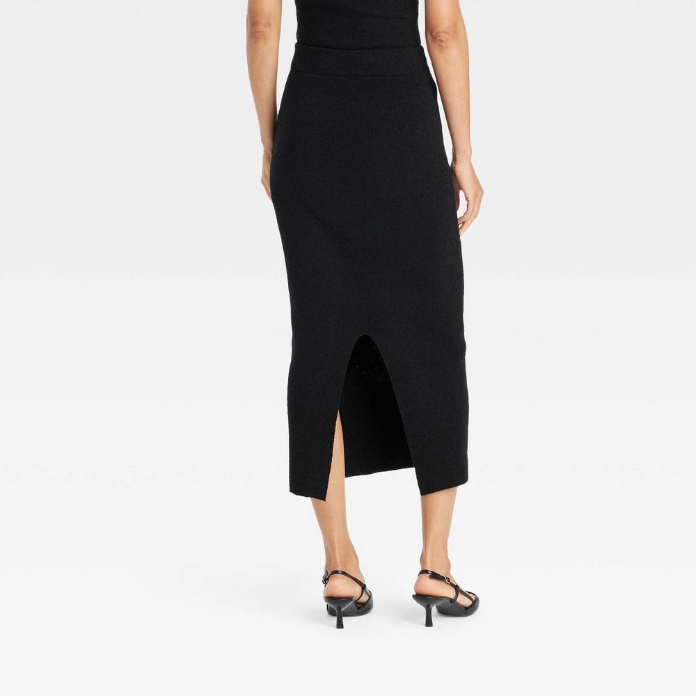 Womens Midi Boucle Sweater Skirt - A New Day Black XL Product Image