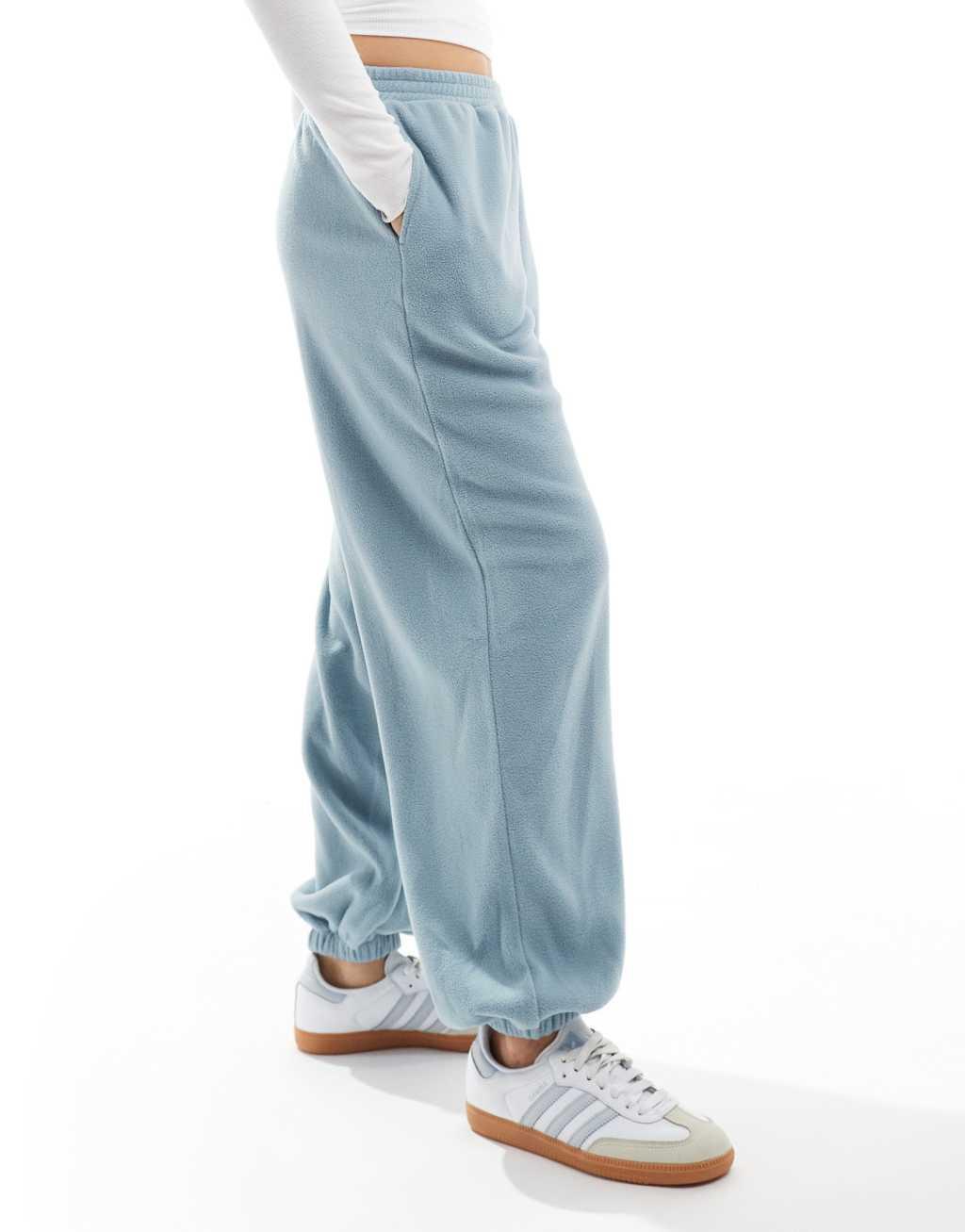 ASOS DESIGN polar fleece pants in pale blue - part of a set Product Image