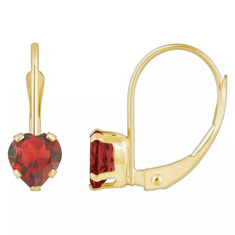 Celebration Gems 10k Gold Heart Shape Peridot Leverback Earrings, Women's, 10k Whgold Product Image