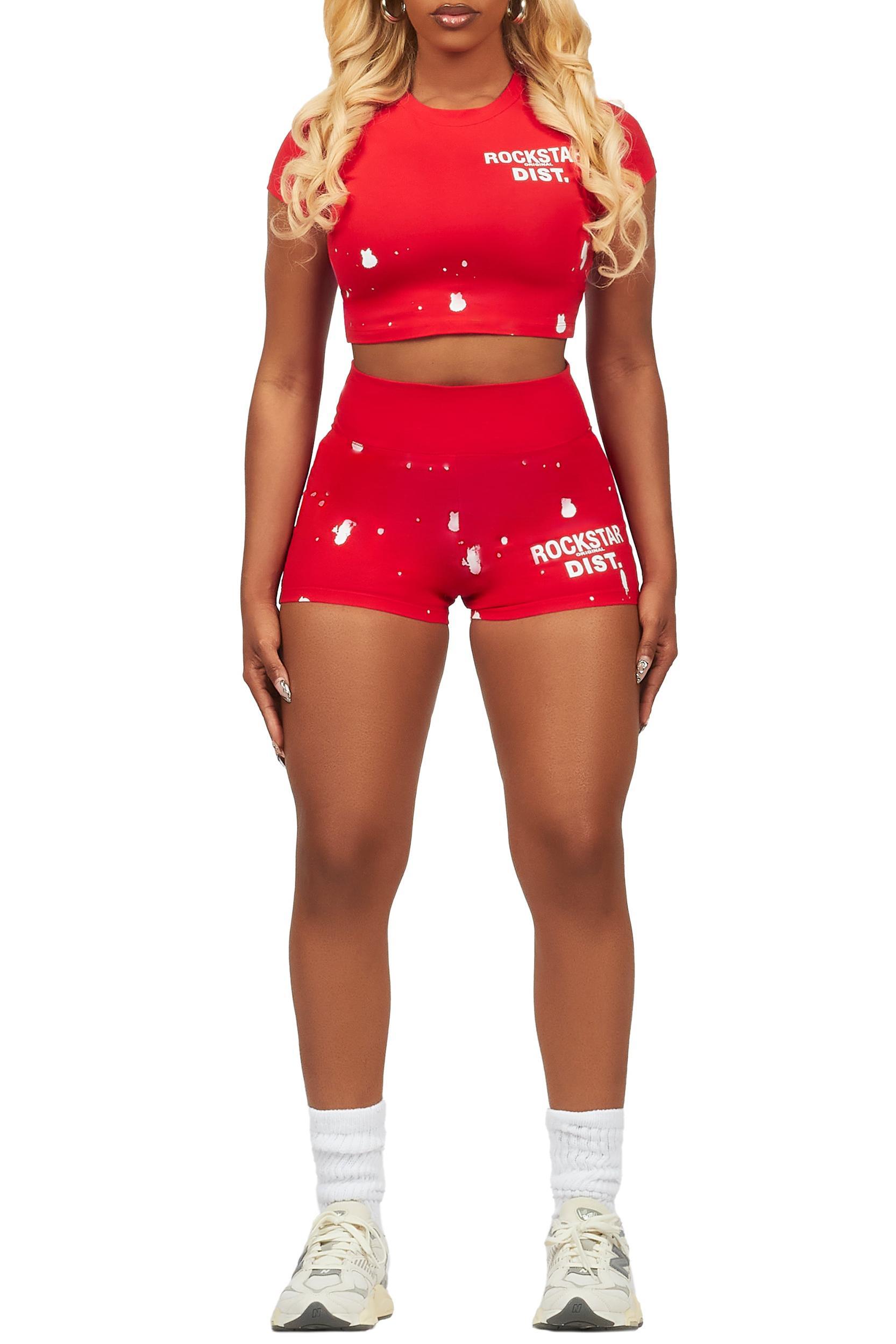 Nadja Red Crop Bike Short Set Female Product Image