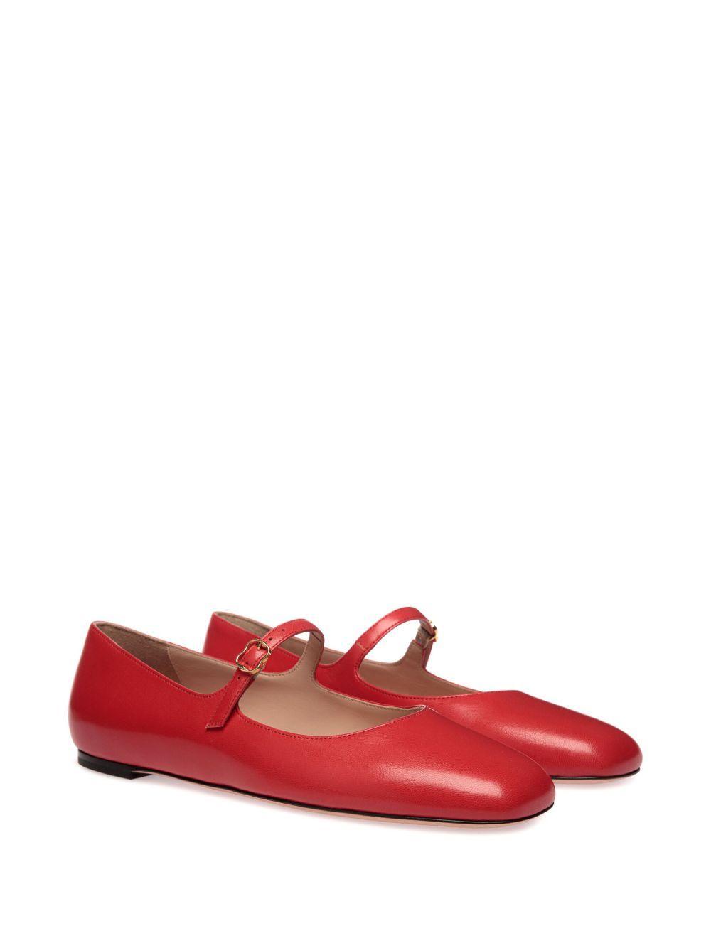 brushed leather mary-jane shoes Product Image