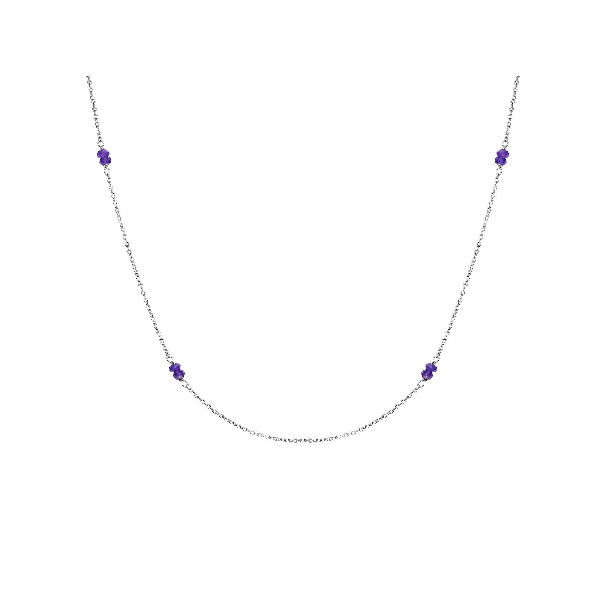 Gemistry Sterling Silver Gemstone Bead Station Necklace, Womens Black Spinel Product Image
