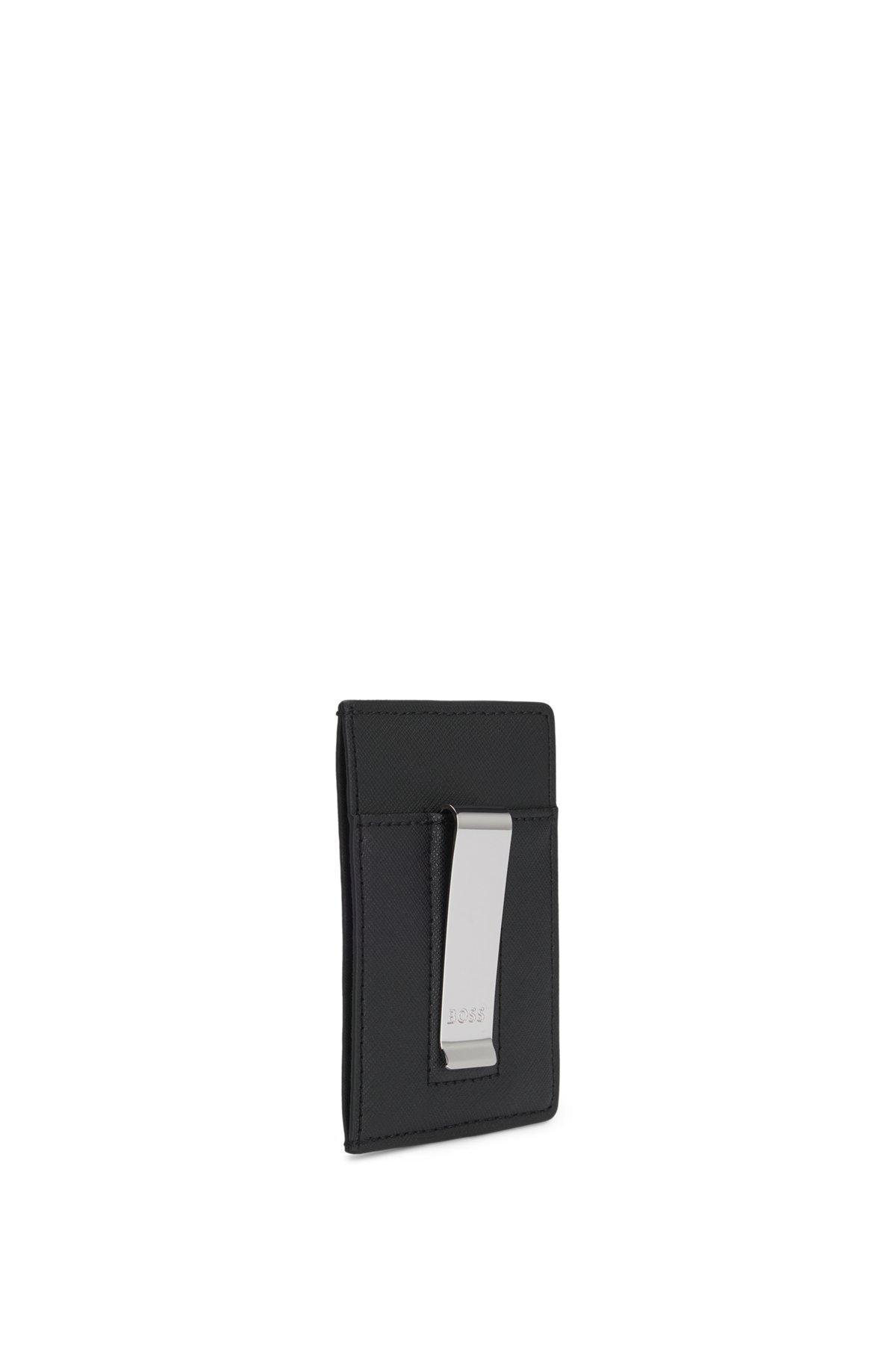 Structured money-clip card holder with logo detail Product Image