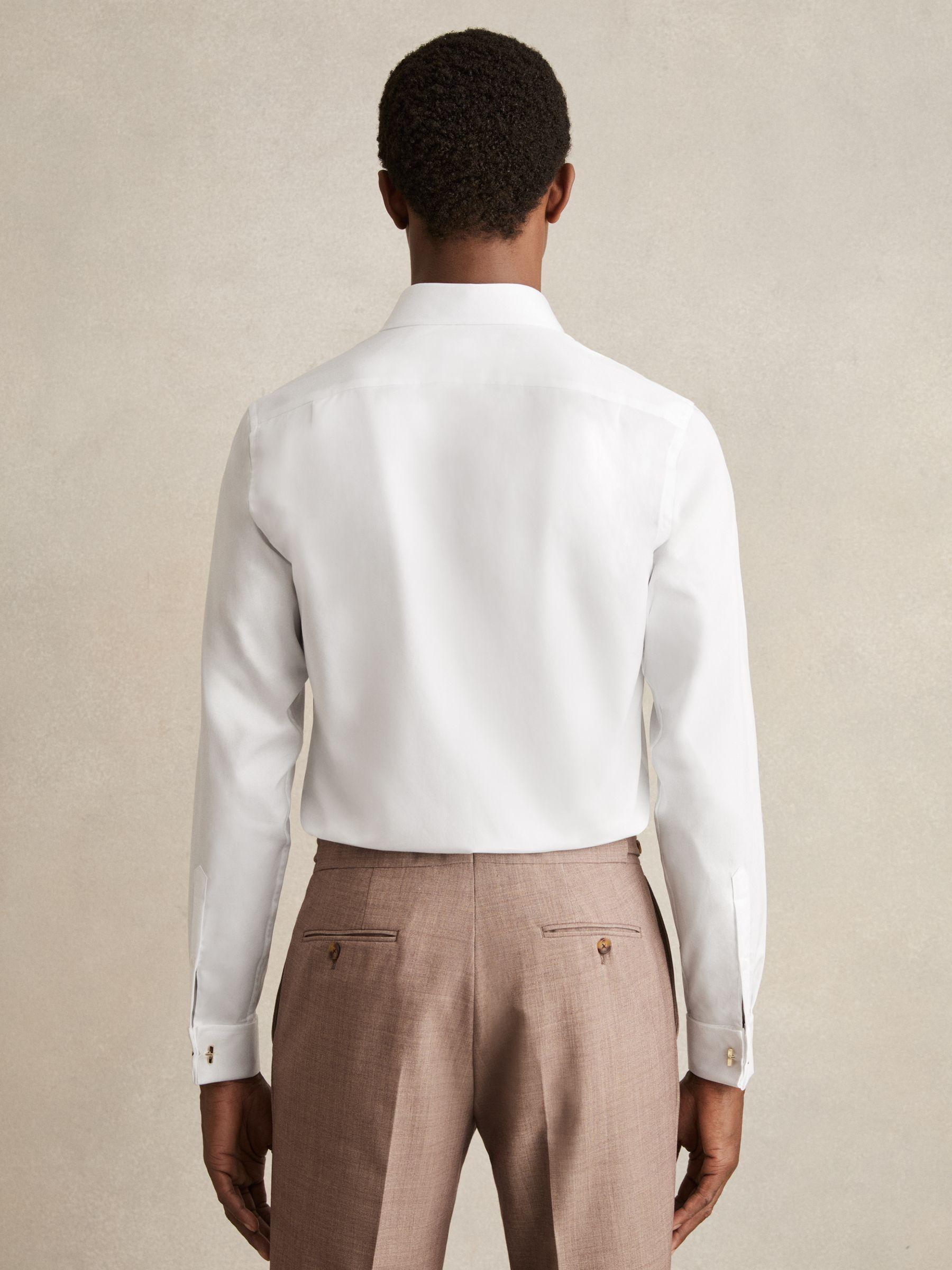 Double-Cuff Two-Fold Cotton Shirt in White Product Image