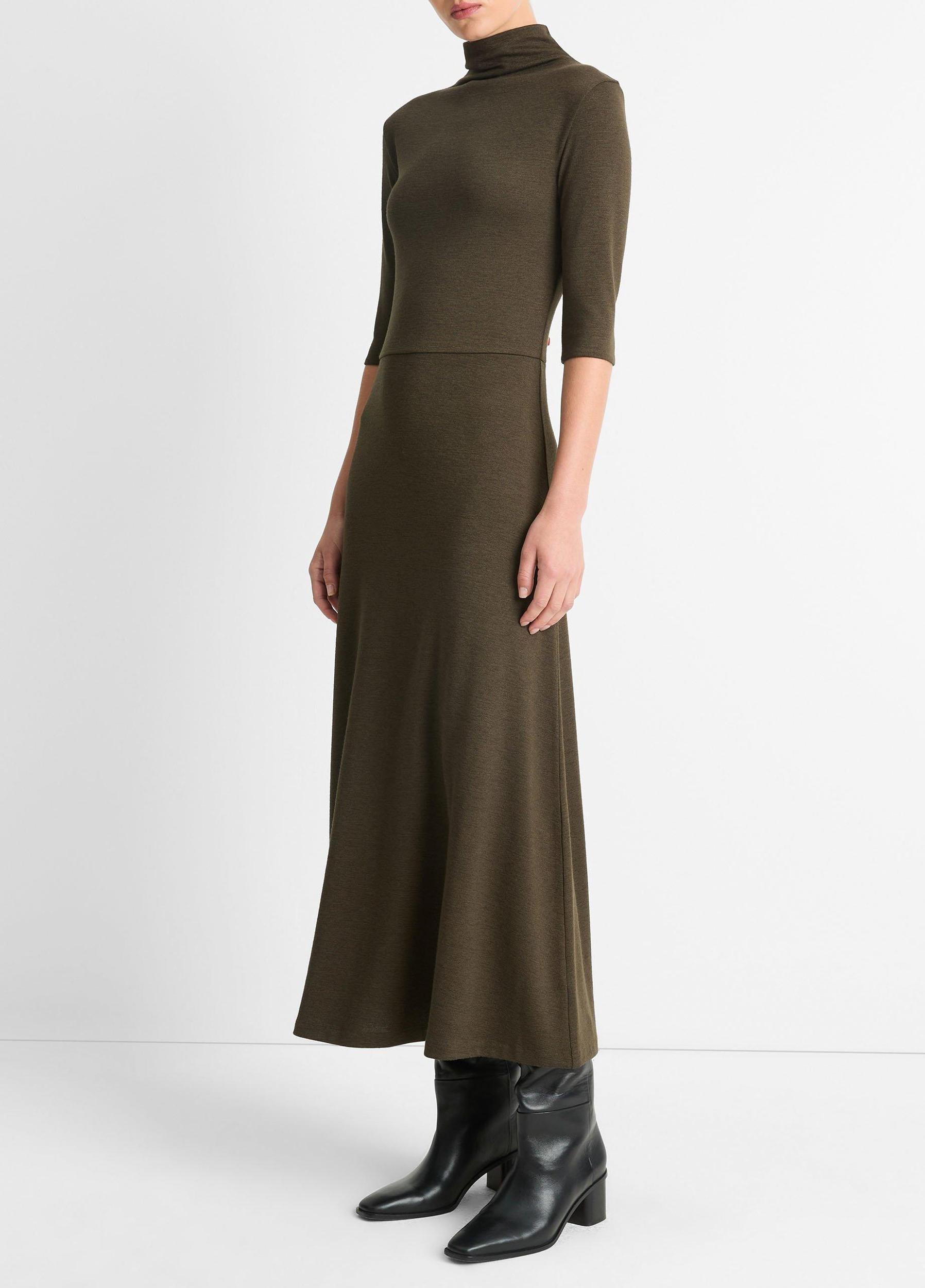 Womens Elbow-Sleeve Turtleneck Dress, Vine, Size XS Vince Product Image