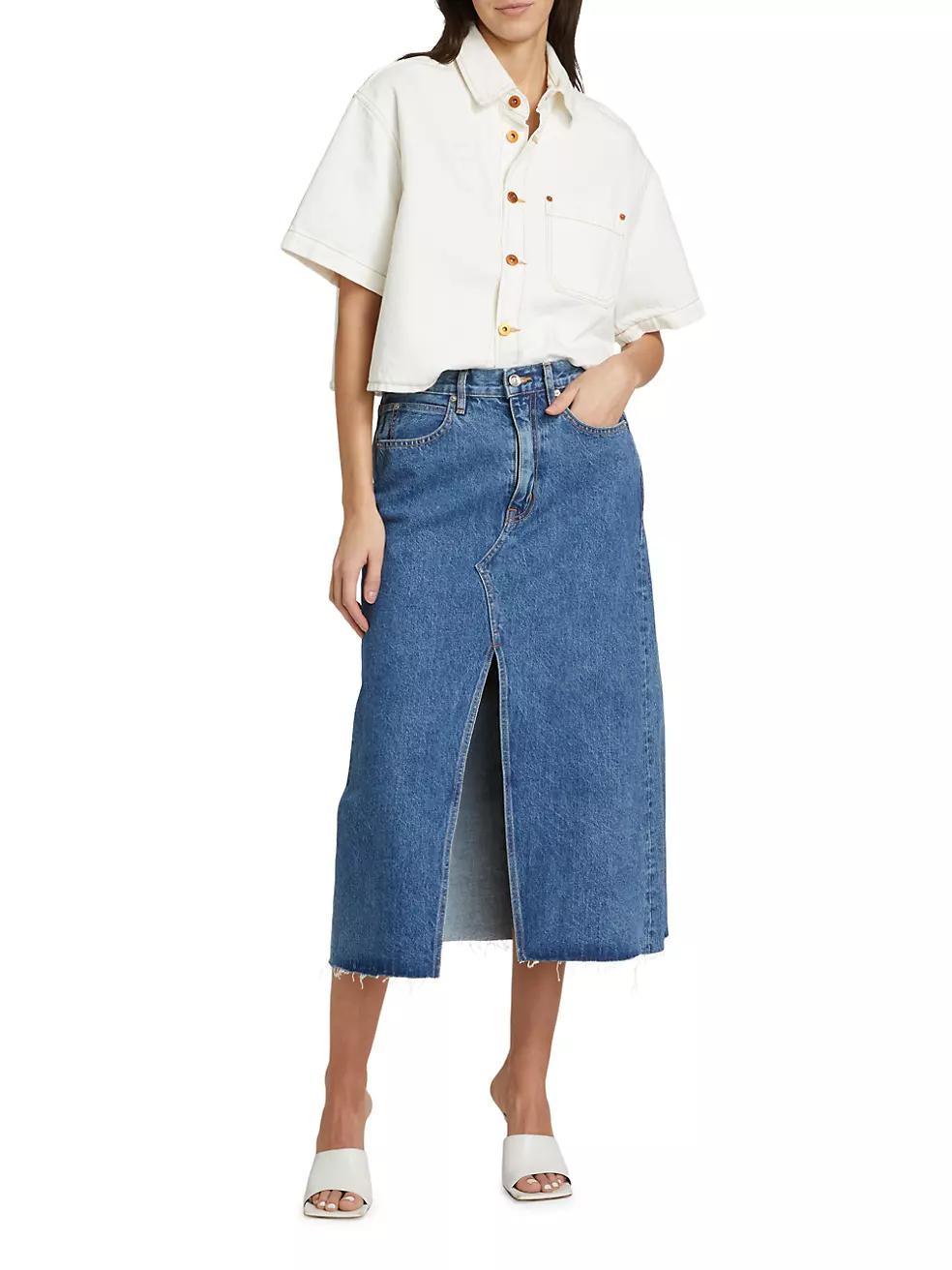 Denim A-Line Midi-Skirt Product Image