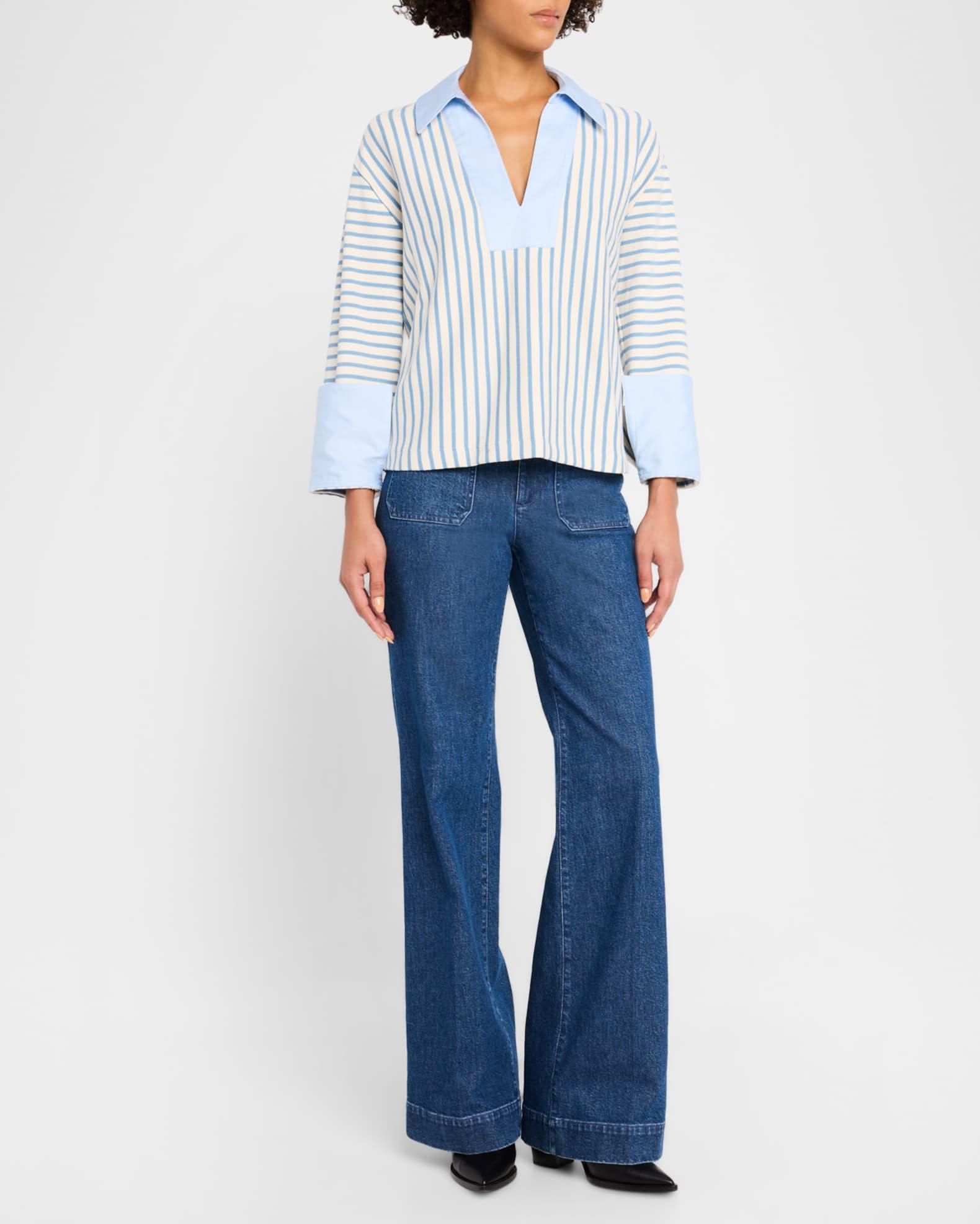 Whitney Rugby Stripe Collared V-Neck Top Product Image