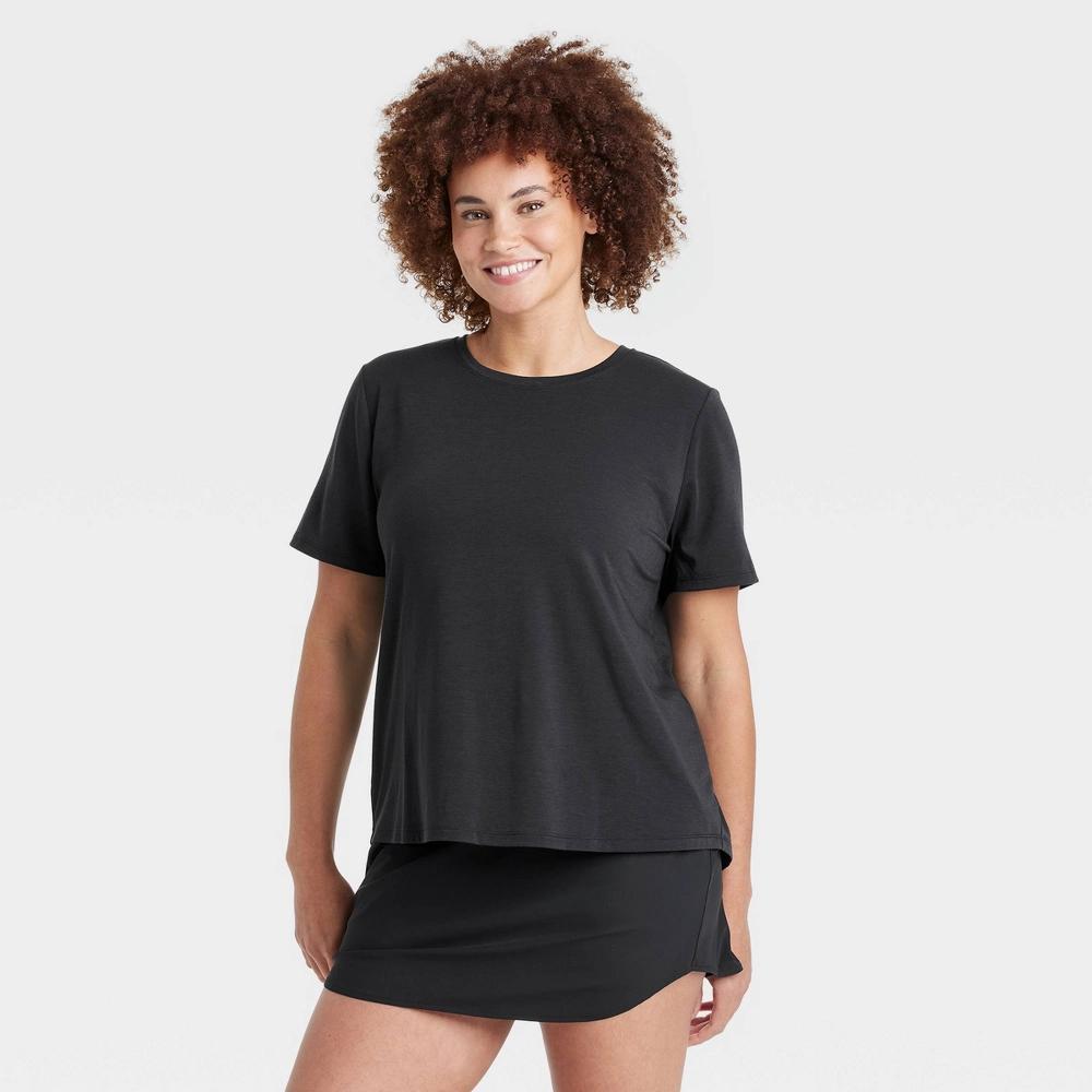 Womens Beyond Ease Crewneck Legging Friendly Short Sleeve T-Shirt - All In Motion Black XS Product Image