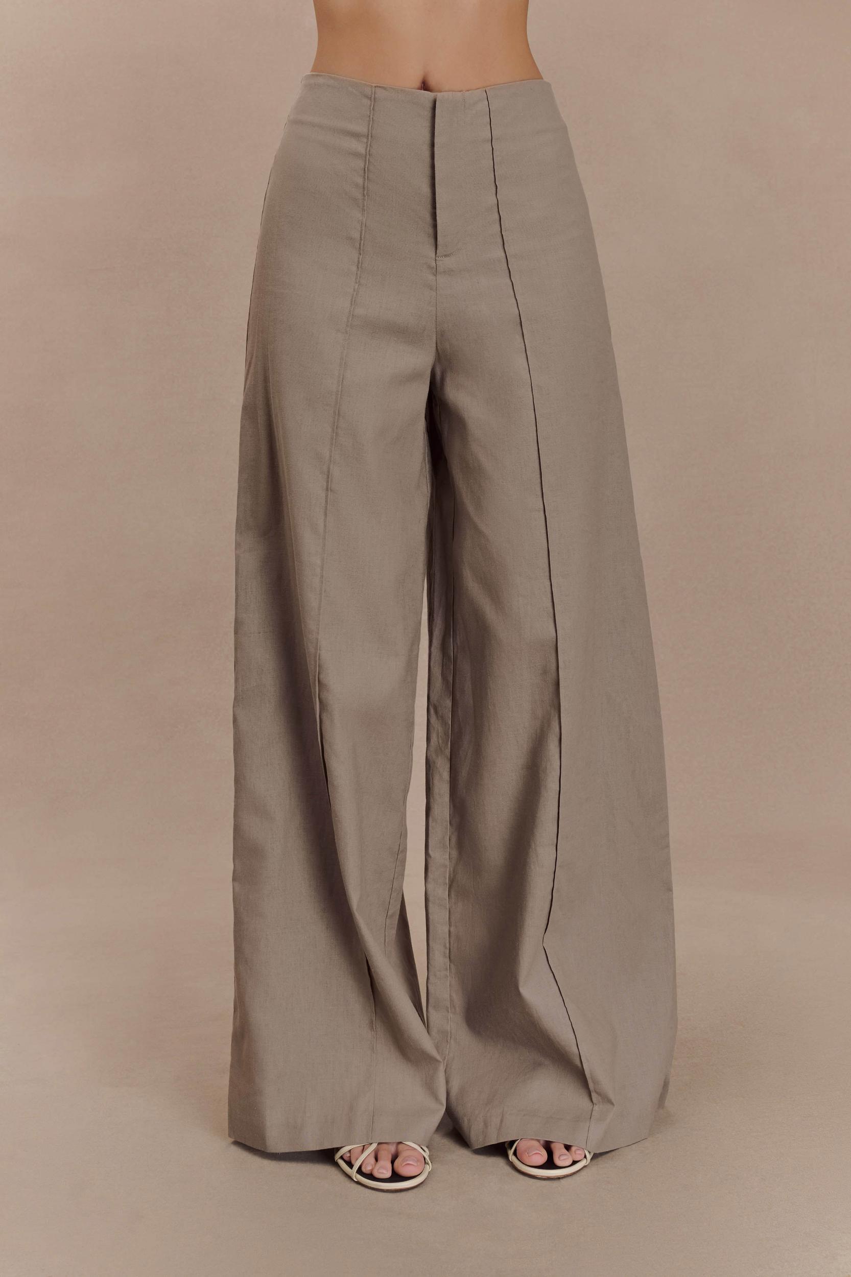 Brandi Linen Straight Leg Pant - Pebble Product Image