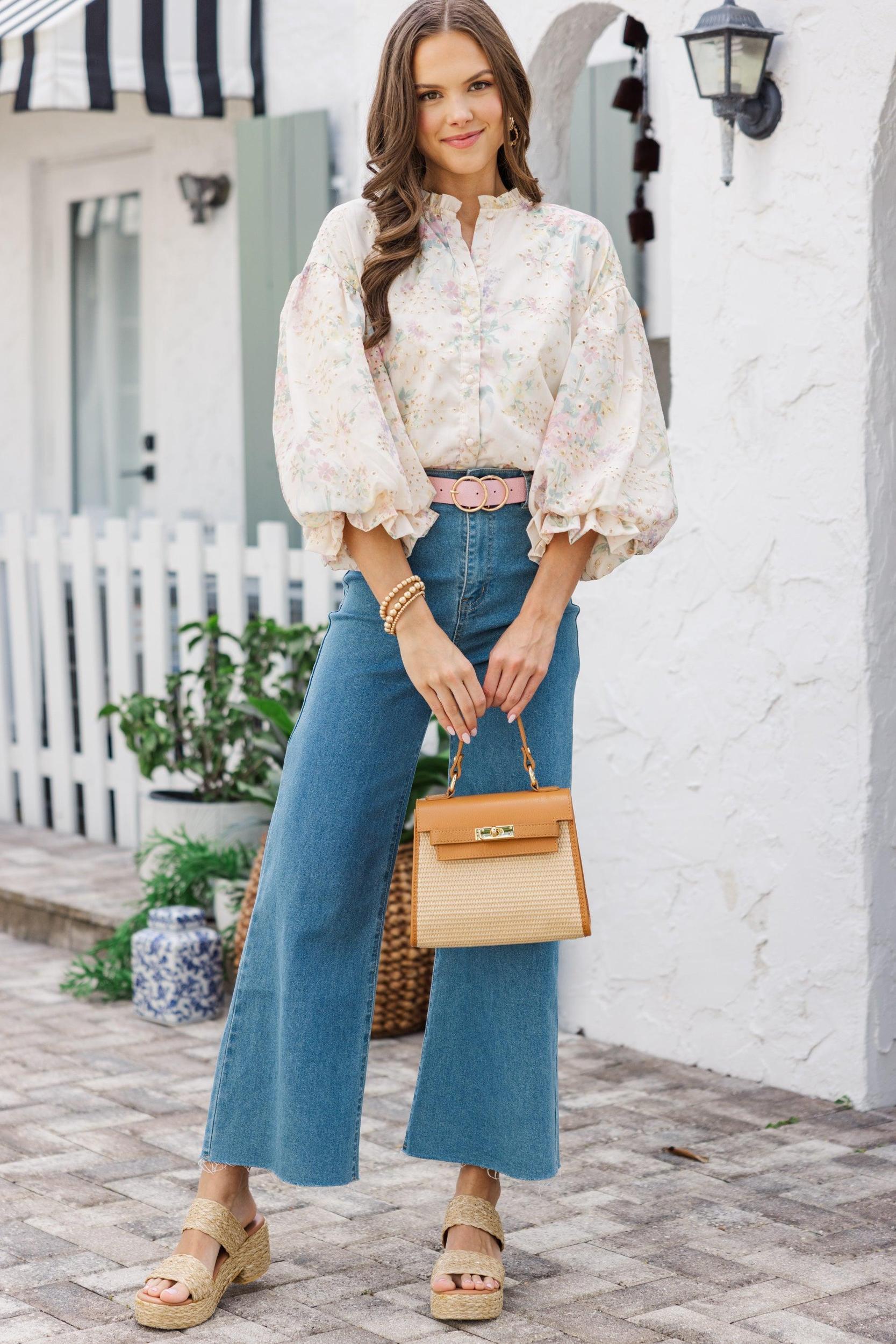 Take Your Turn Pink Eyelet Blouse Female Product Image