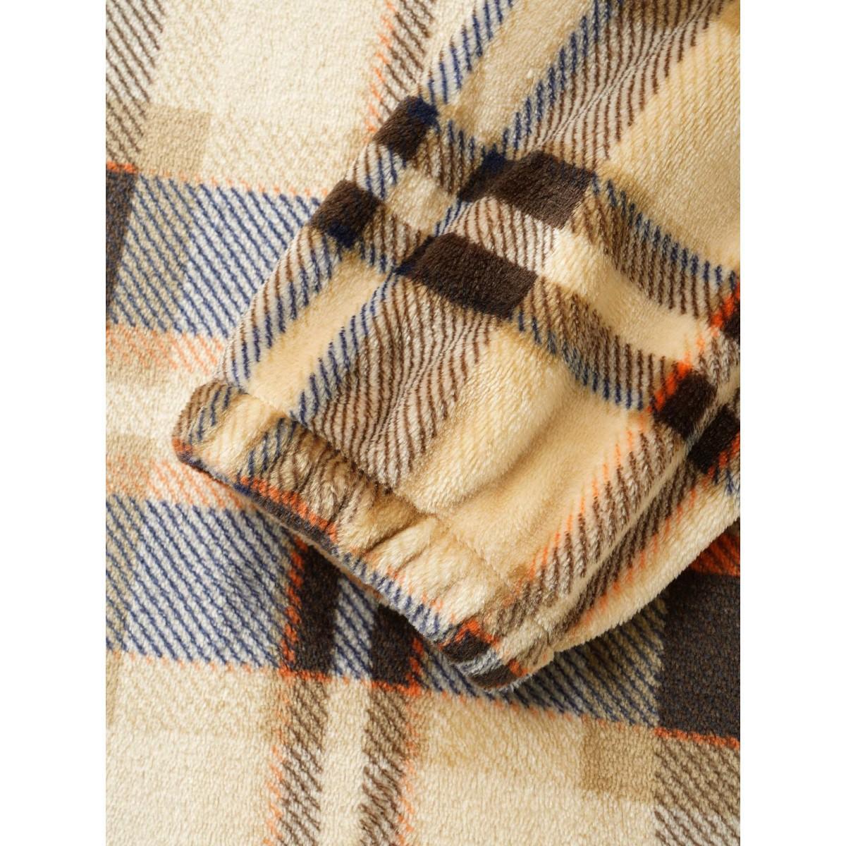 Plus Size Fuzzy Pullover Plaid Hoodie Women Multicolor Casual Button Loose Hooded Everyday Sweatshirts BloomChic 12/L Product Image