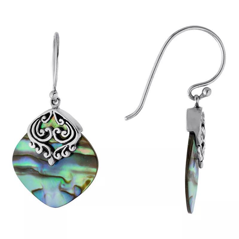 Main and Sterling Oxidized Sterling Silver Abalone Filigree Drop Earrings, Women's, Silver Tone Product Image
