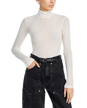 Frame Mesh Lace Turtleneck Top Product Image
