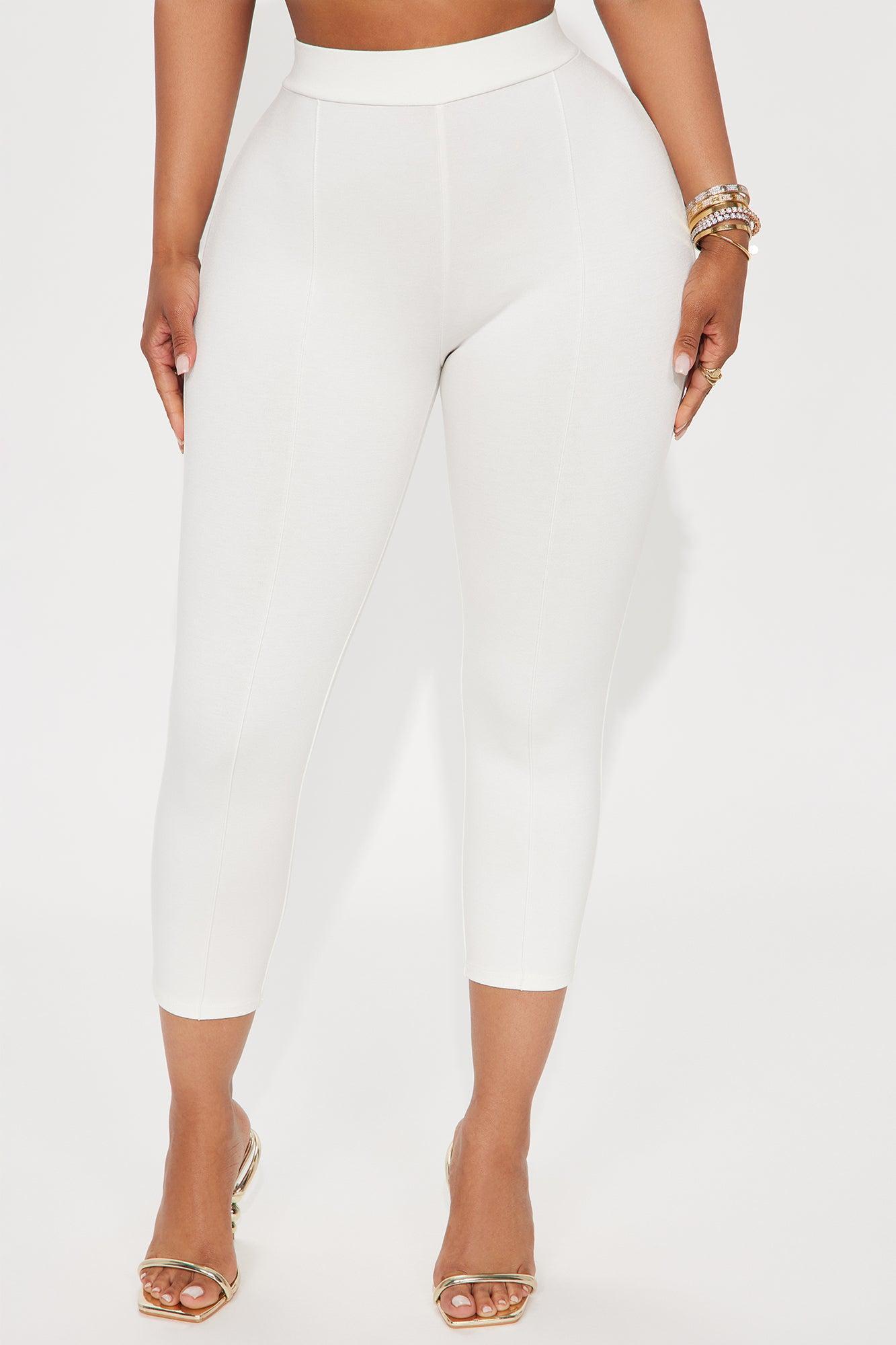 Daniella Pintuck Ponte Capri Legging - White Product Image